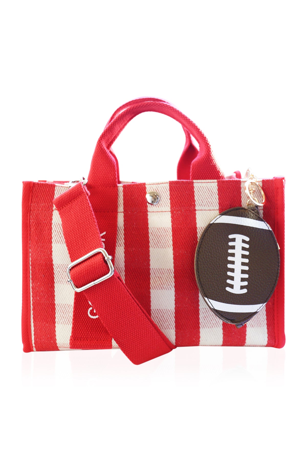 Football Key Chain Bag Charm - Sports Coin Purse Zip Pouch Cute Team Gift