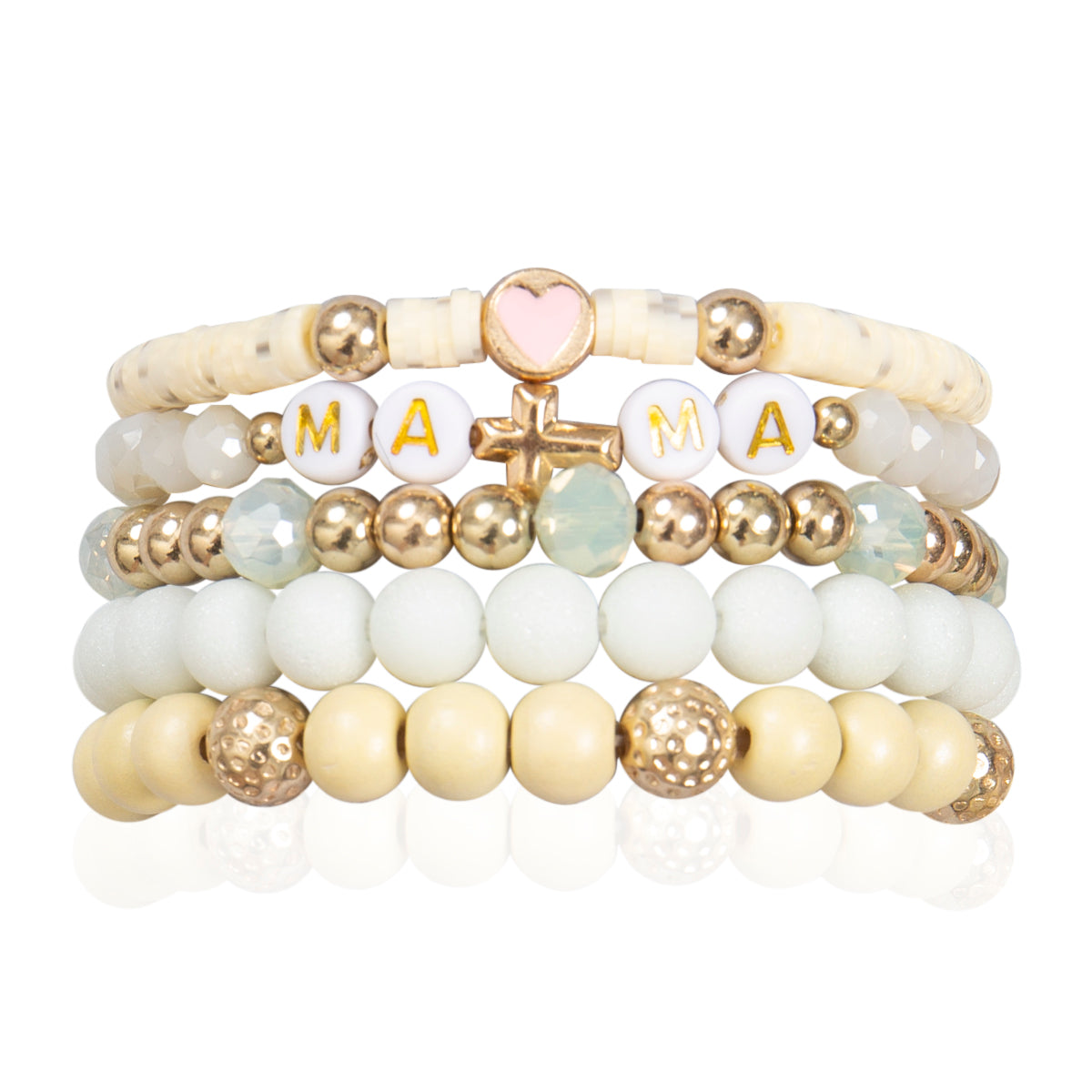 Mommy and Me Bracelets - Beaded Stackable Bracelet for Women - Ivory