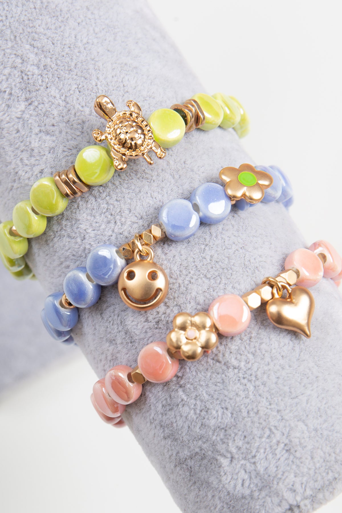 Mommy and Me Matching Bracelets - Stretch Charm Bracelet - Smile Light Blue