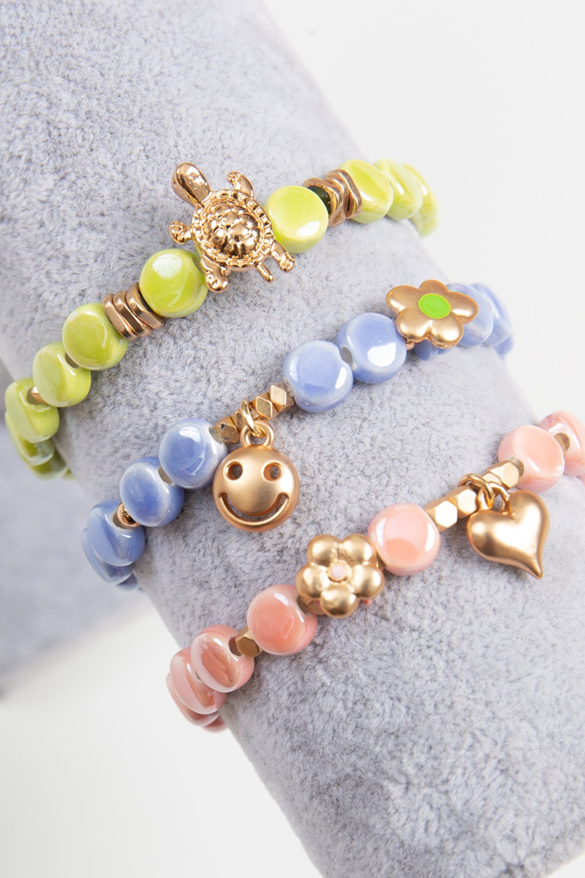 Mommy and Me Matching Bracelets - Stretch Charm Bracelet - Turtle Green