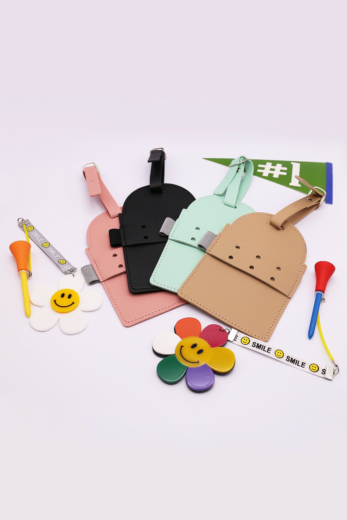 Golf Tee Holder Belt Hanger Bag Tag Charm Organizer - Beige