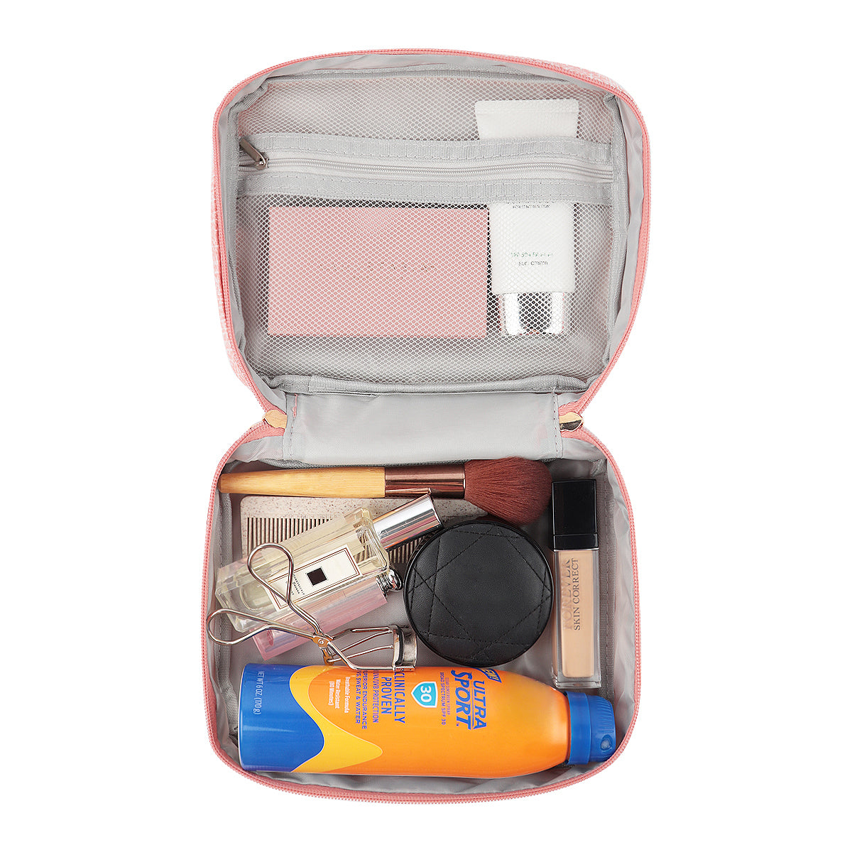 Makeup Bag Travel Toiletry Organizer Cosmetic Pouch Hanging Storage Weekender Handbag - White Black