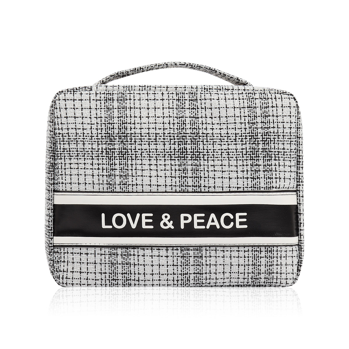 Makeup Bag Travel Toiletry Organizer Cosmetic Pouch Hanging Storage Weekender Handbag - White Black