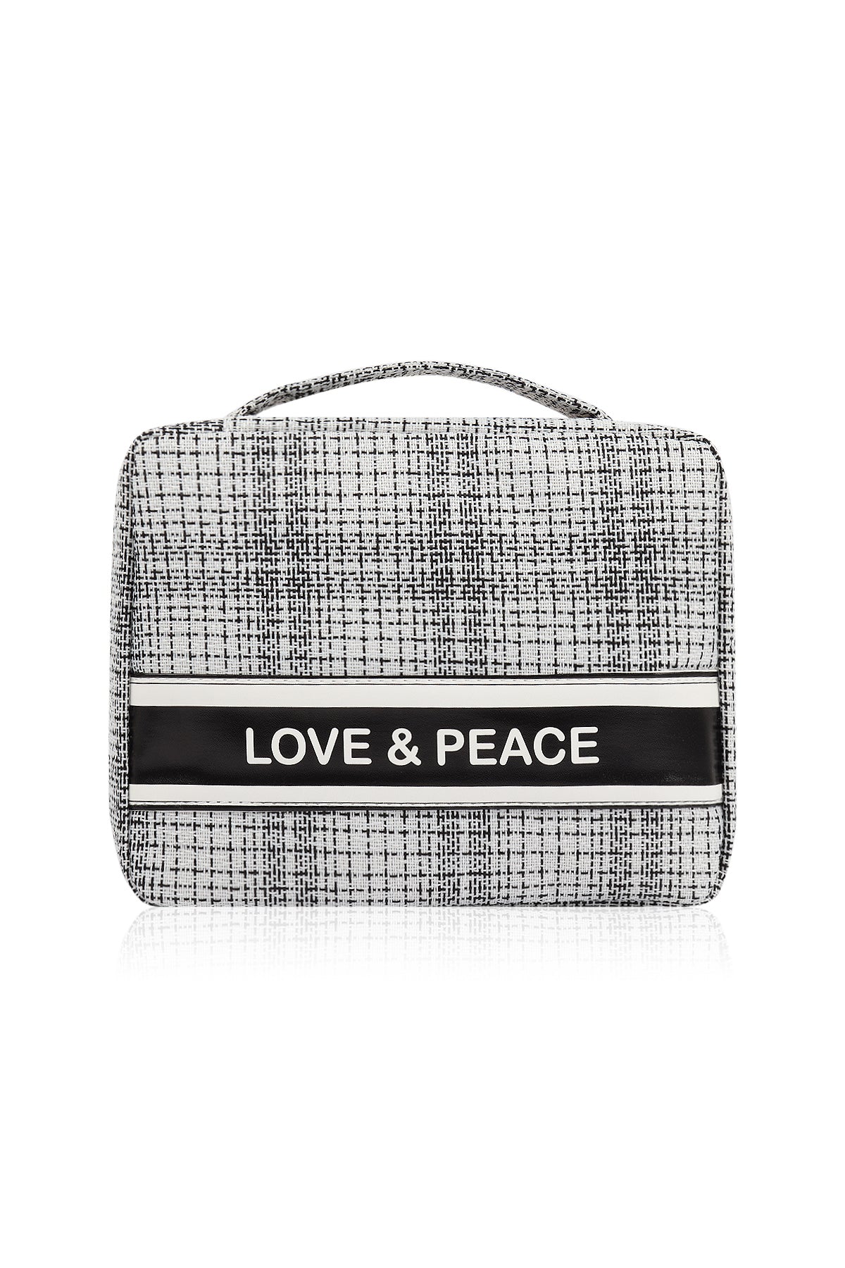 Makeup Bag Travel Toiletry Organizer Cosmetic Pouch Hanging Storage Weekender Handbag - White Black