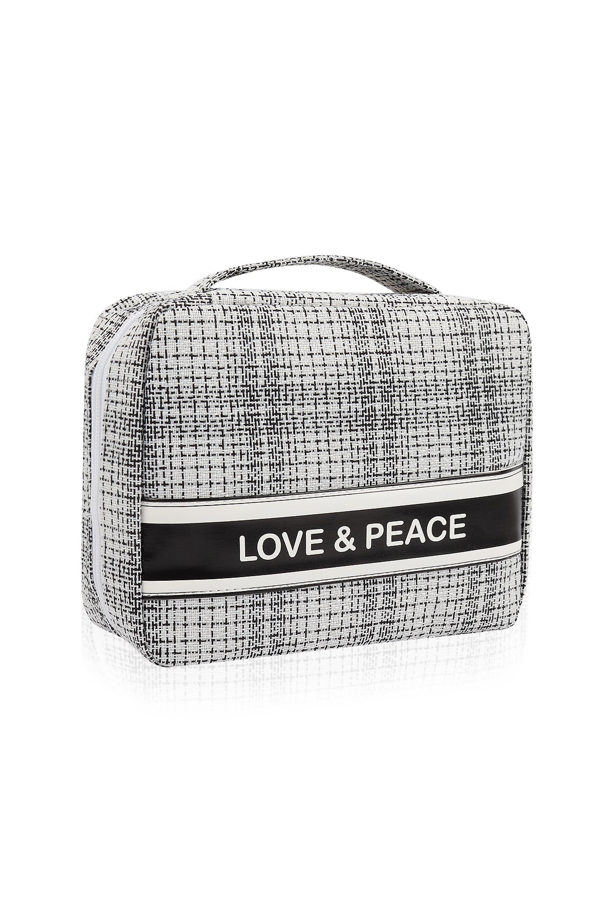 Makeup Bag Travel Toiletry Organizer Cosmetic Pouch Hanging Storage Weekender Handbag - White Black