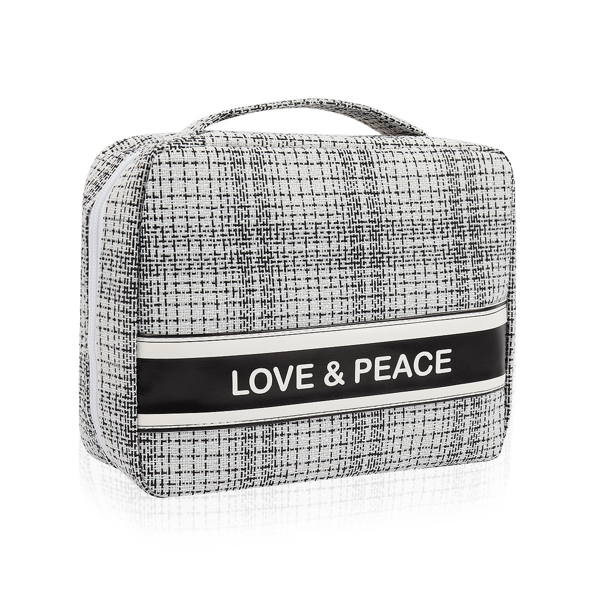 Makeup Bag Travel Toiletry Organizer Cosmetic Pouch Hanging Storage Weekender Handbag - White Black