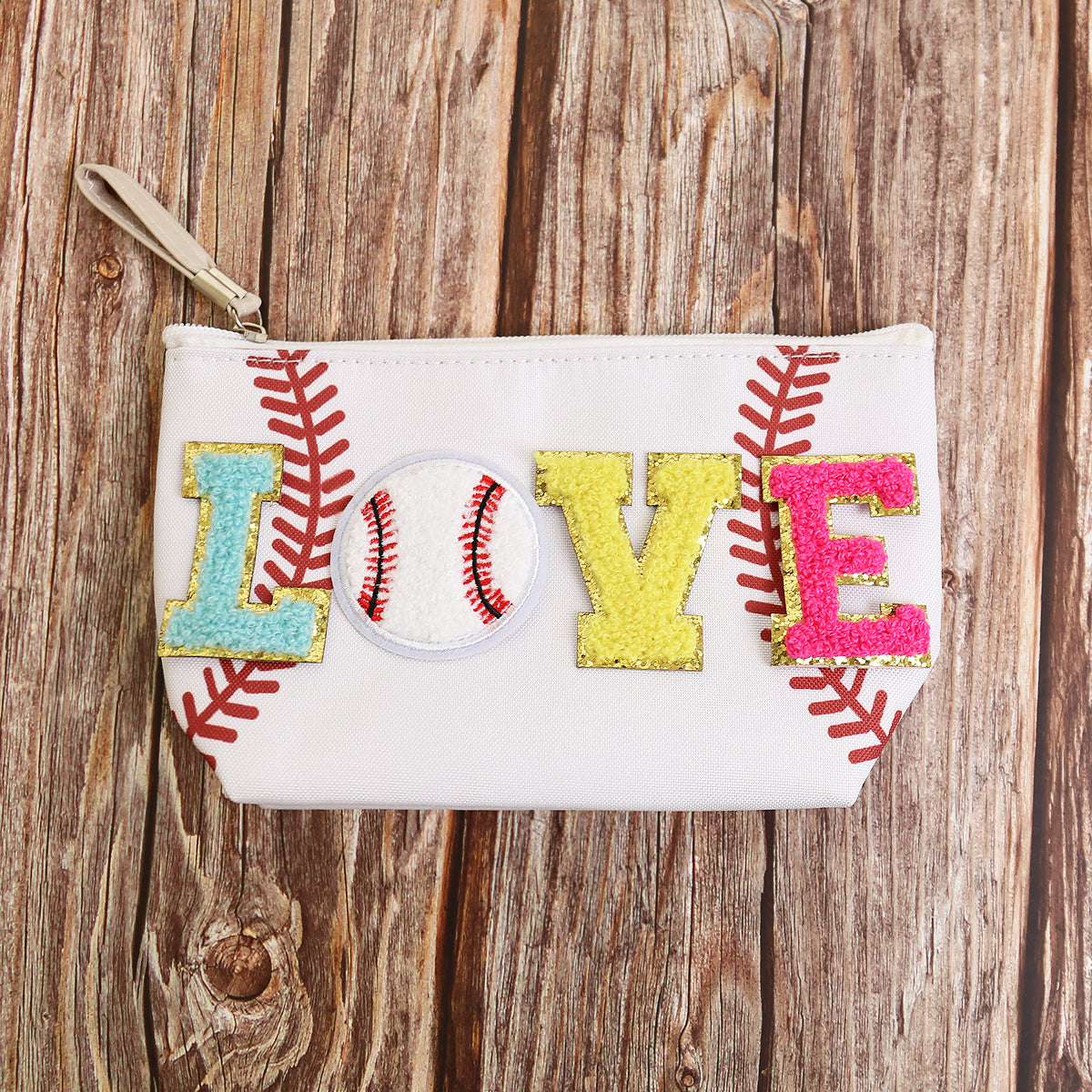Sports Print Makeup Bag Travel Case Organizer Pouch - Baseball