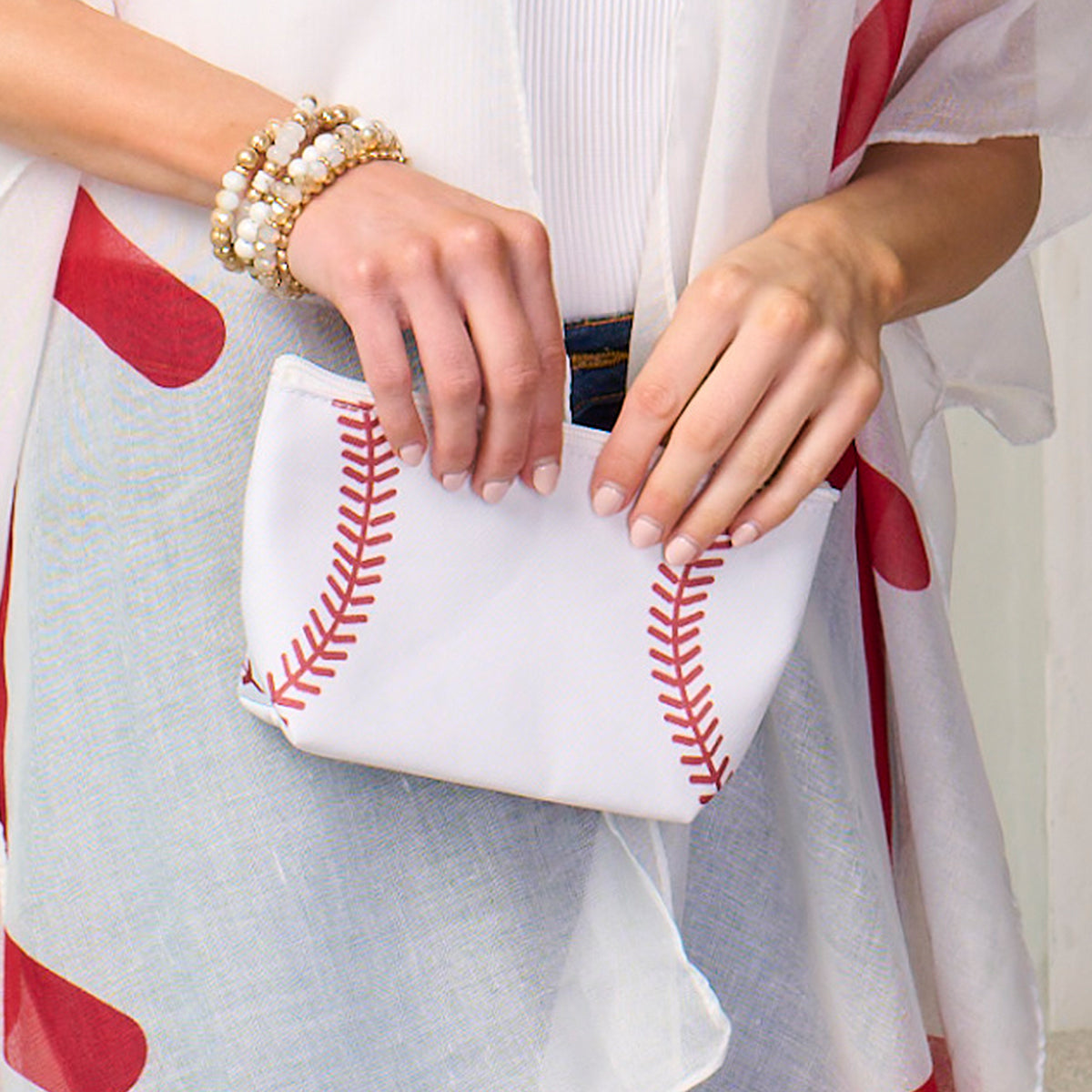 Sports Print Makeup Bag Travel Case Organizer Pouch - Baseball
