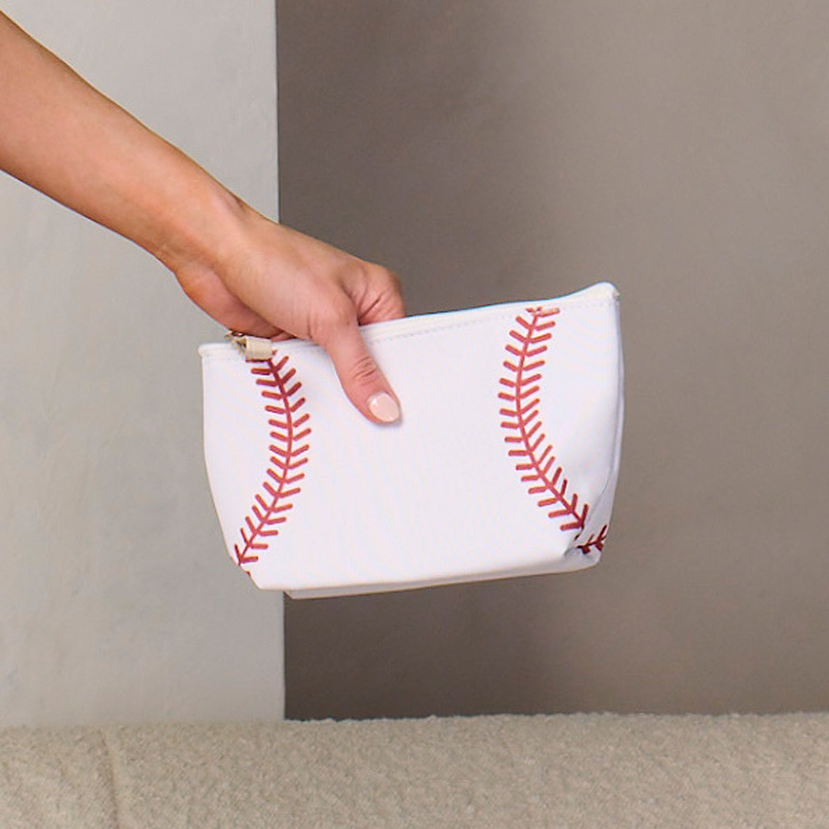 Sports Print Makeup Bag Travel Case Organizer Pouch - Baseball