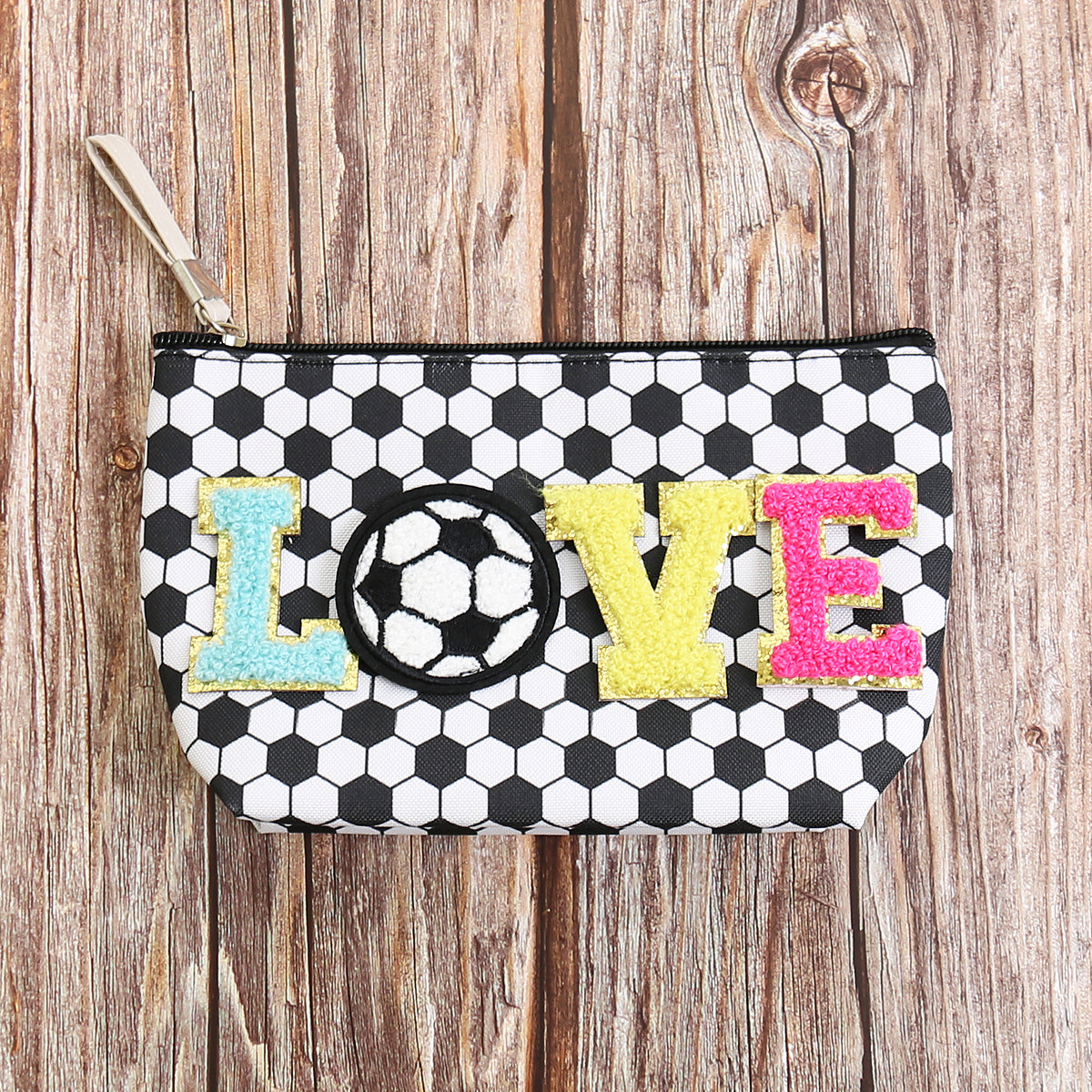 Sports Print Makeup Bag Travel Case Organizer Pouch - Soccer