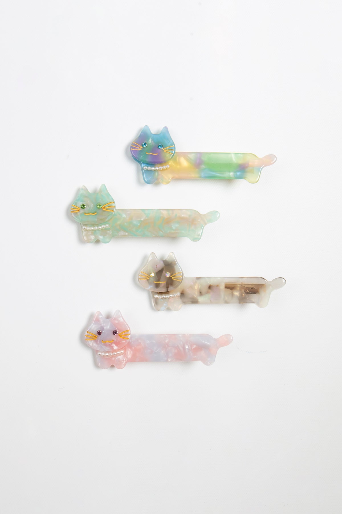 Hair Claw Clip for Women and Girls - Cute Small Acrylic Hair Pin Cat - Pink