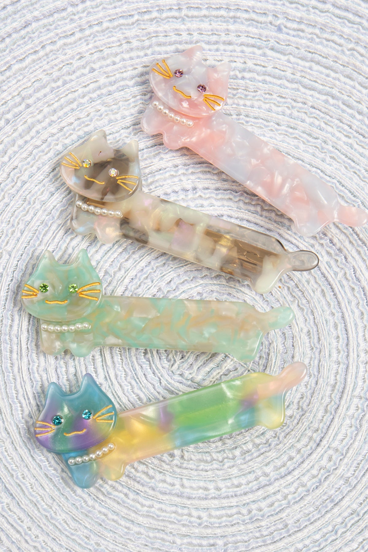 Hair Claw Clip for Women and Girls - Cute Small Acrylic Hair Pin Cat - Gray