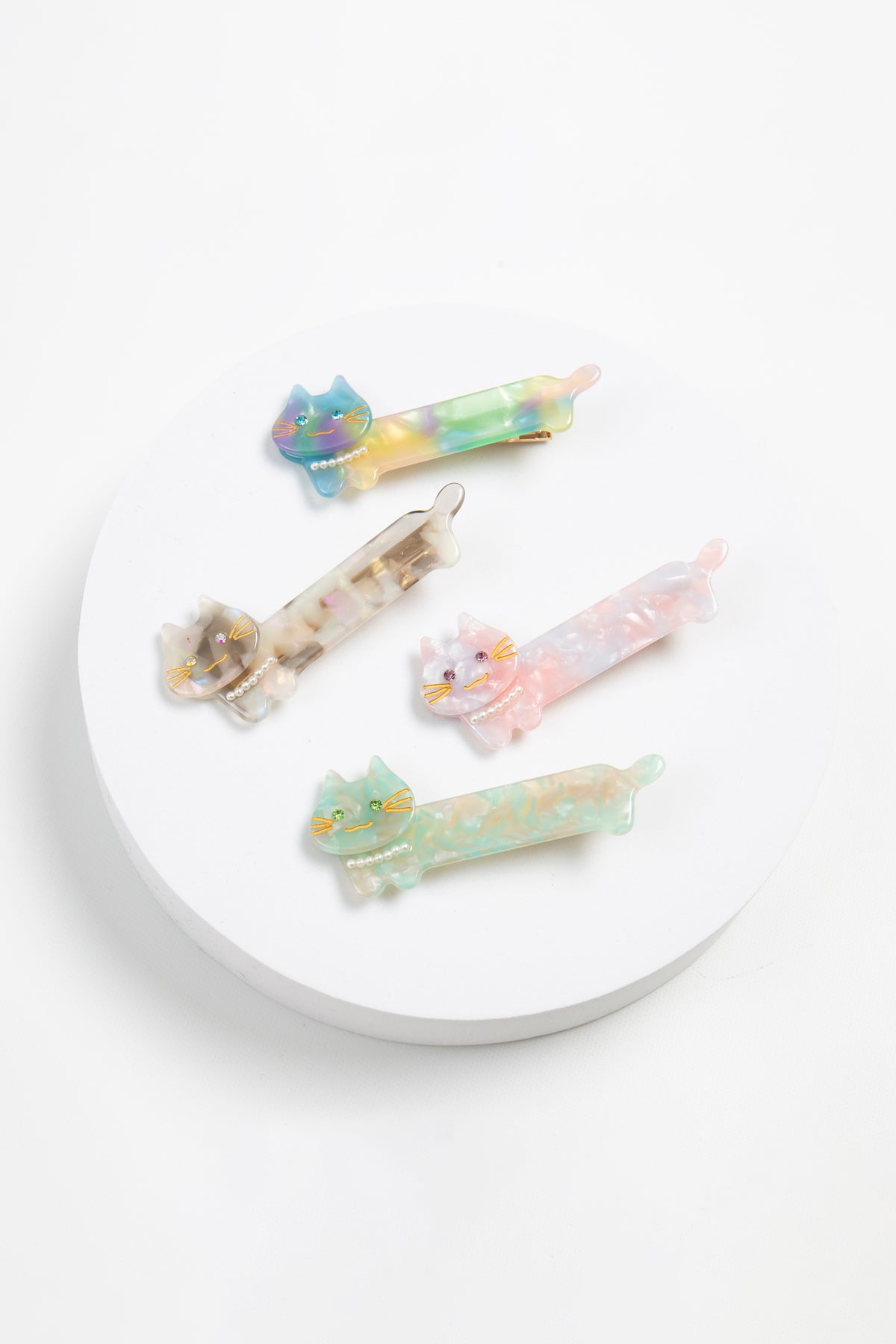 Hair Claw Clip for Women and Girls - Cute Small Acrylic Hair Pin Cat - Multicolor