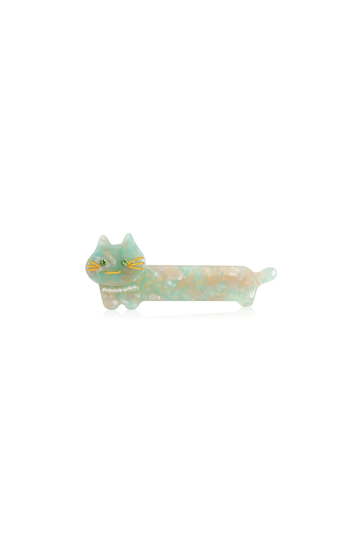 Hair Claw Clip for Women and Girls - Cute Small Acrylic Hair Pin Cat - Mint