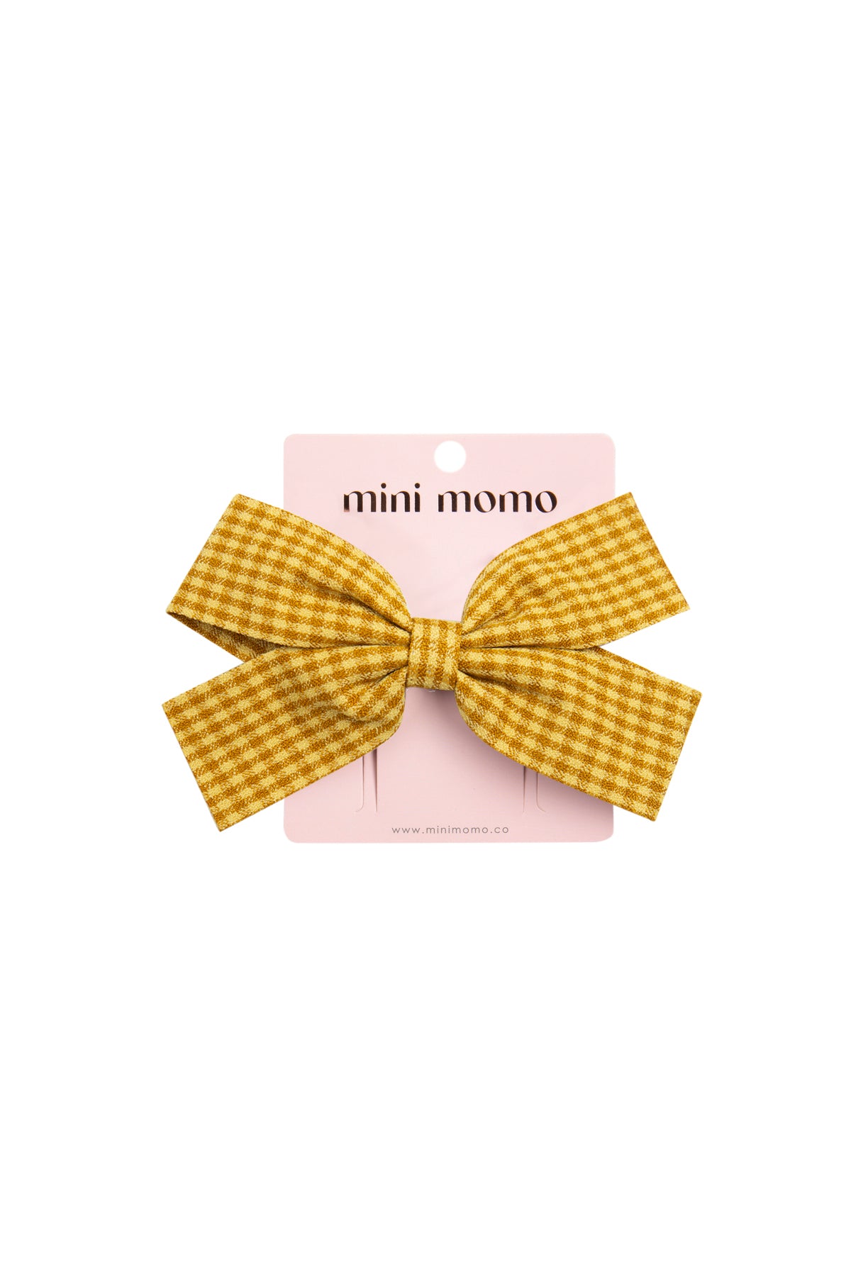 Cute Bow Hair Clip Pin for Women and Girls - Fabric Gingham Mustard