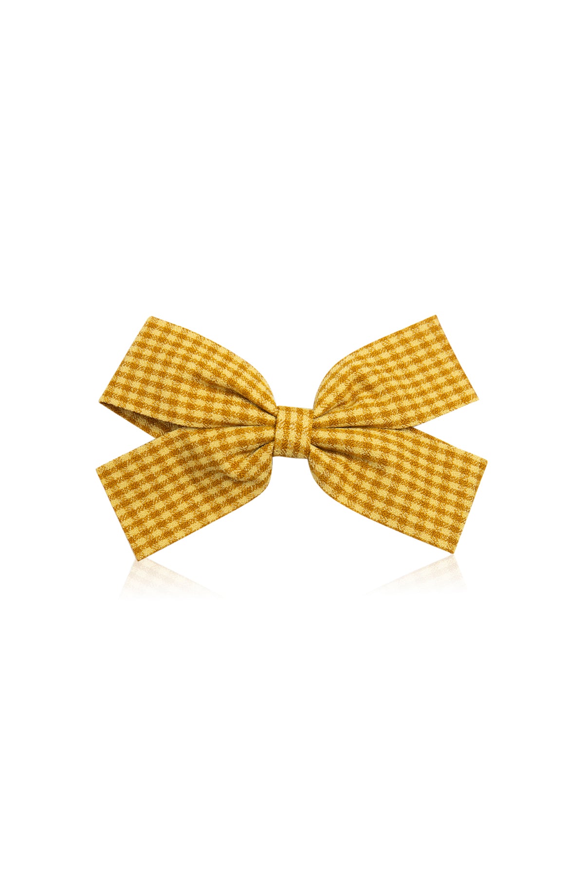 Cute Bow Hair Clip Pin for Women and Girls - Fabric Gingham Mustard
