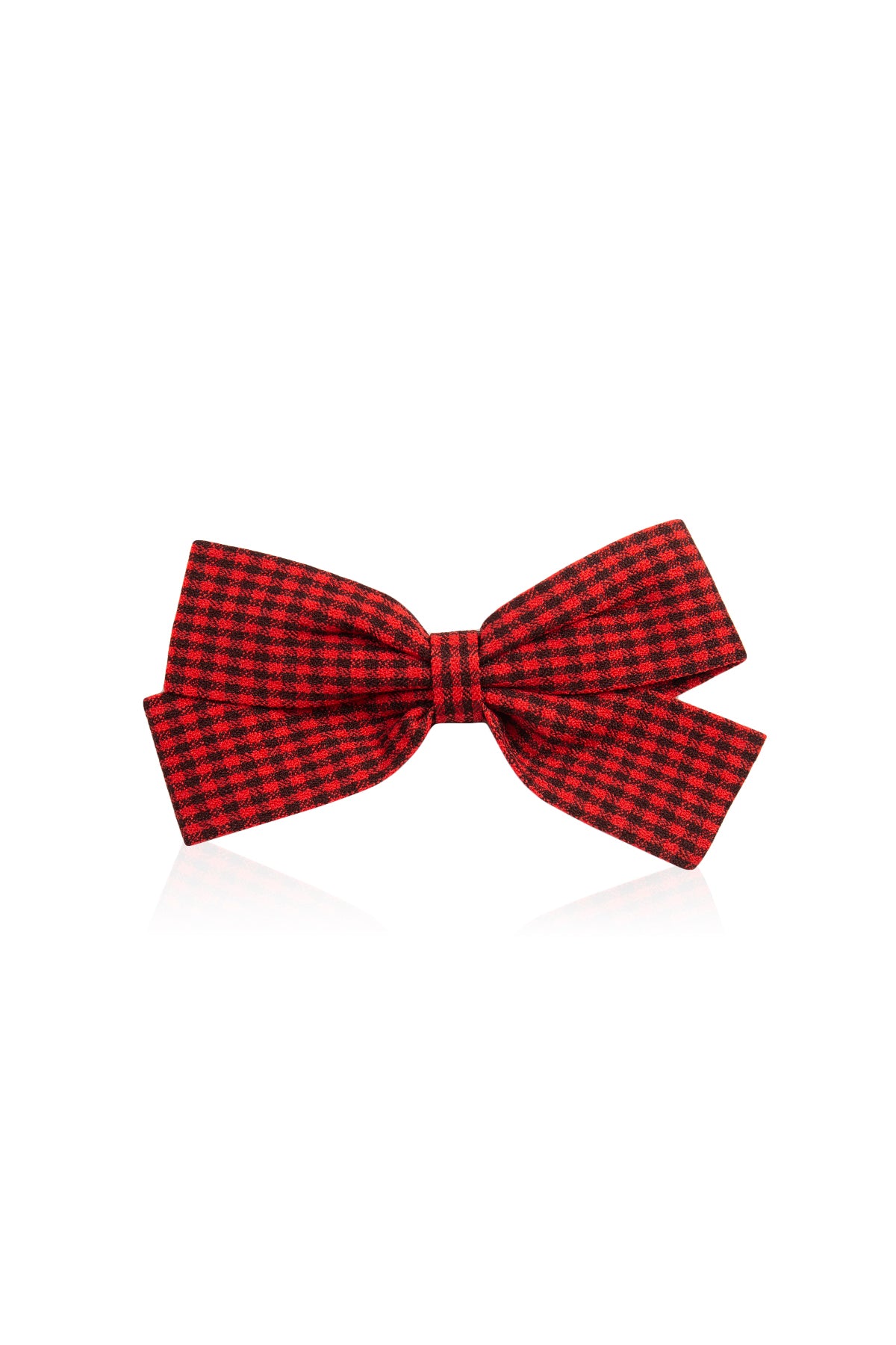Cute Bow Hair Clip Pin for Women and Girls - Fabric Gingham Red