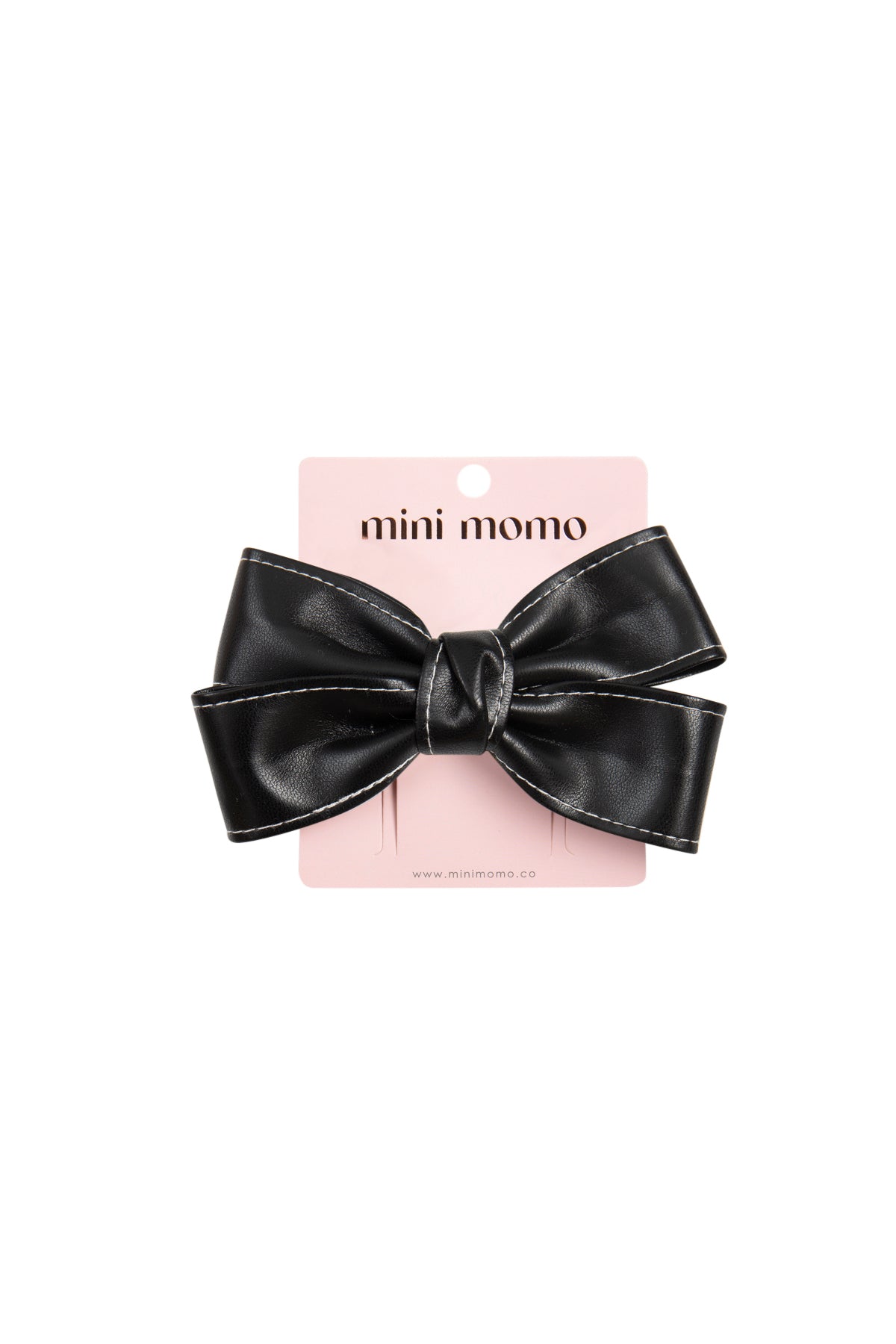 Cute Bow Hair Clip Pin for Women and Girls - Faux Leather Black