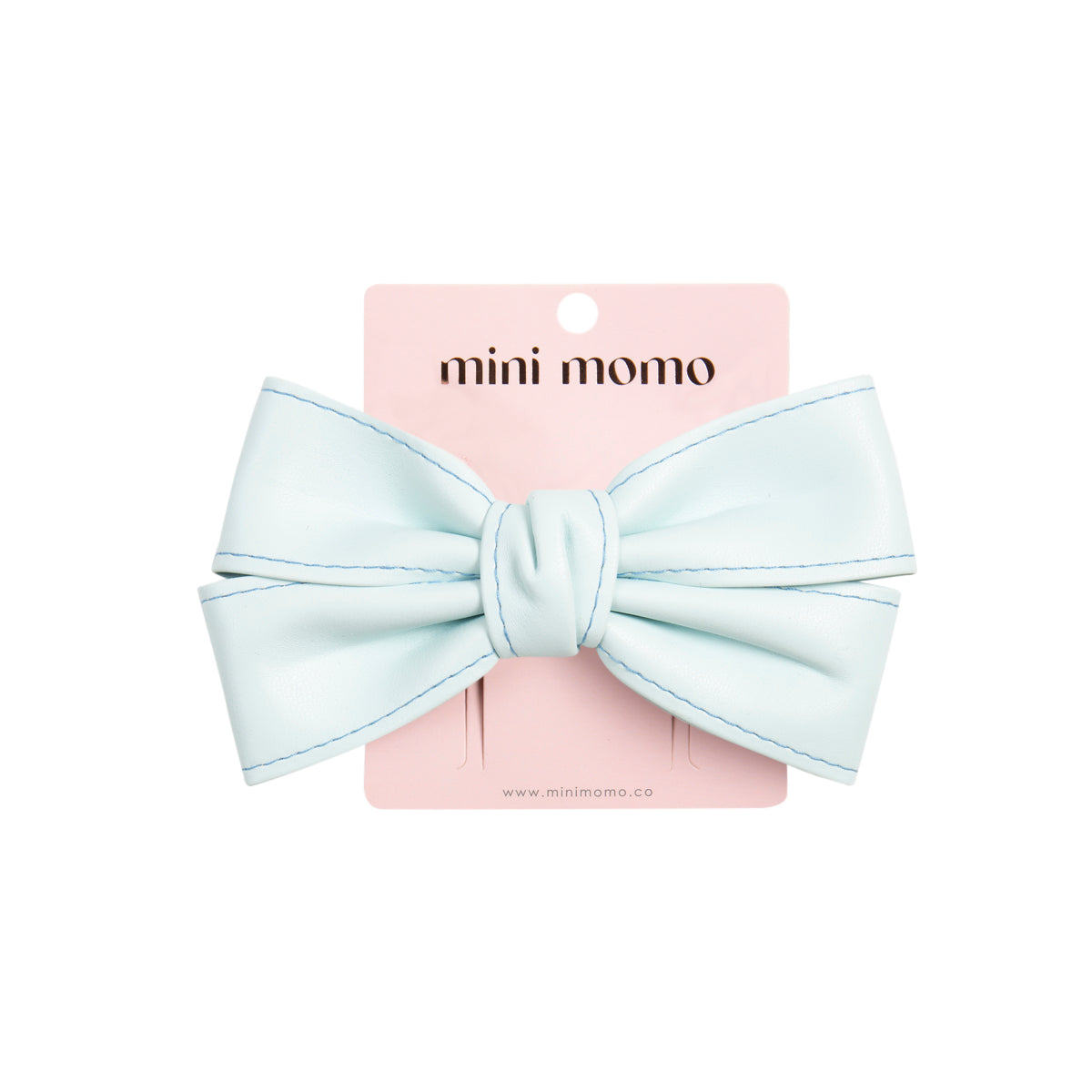 Cute Bow Hair Clip Pin for Women and Girls - Faux Leather Blue