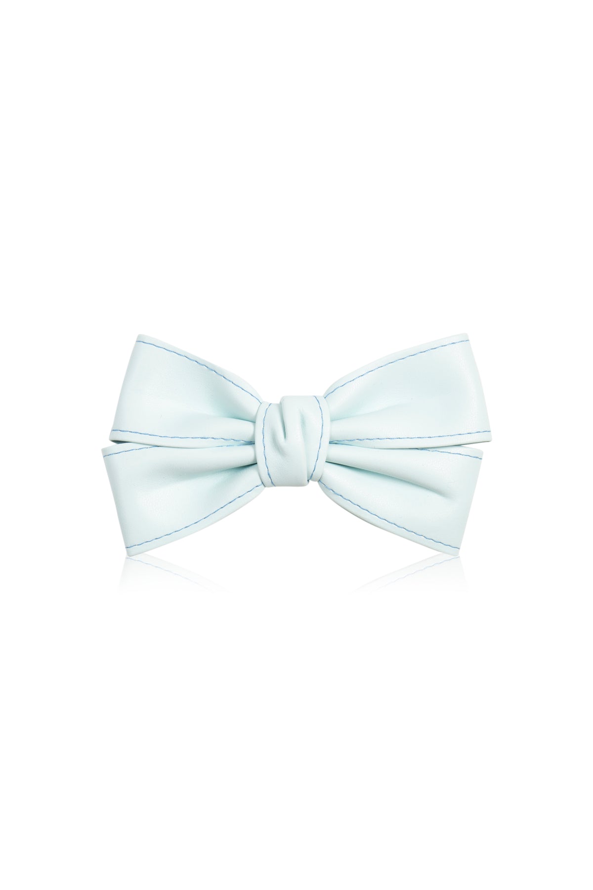 Cute Bow Hair Clip Pin for Women and Girls - Faux Leather Blue