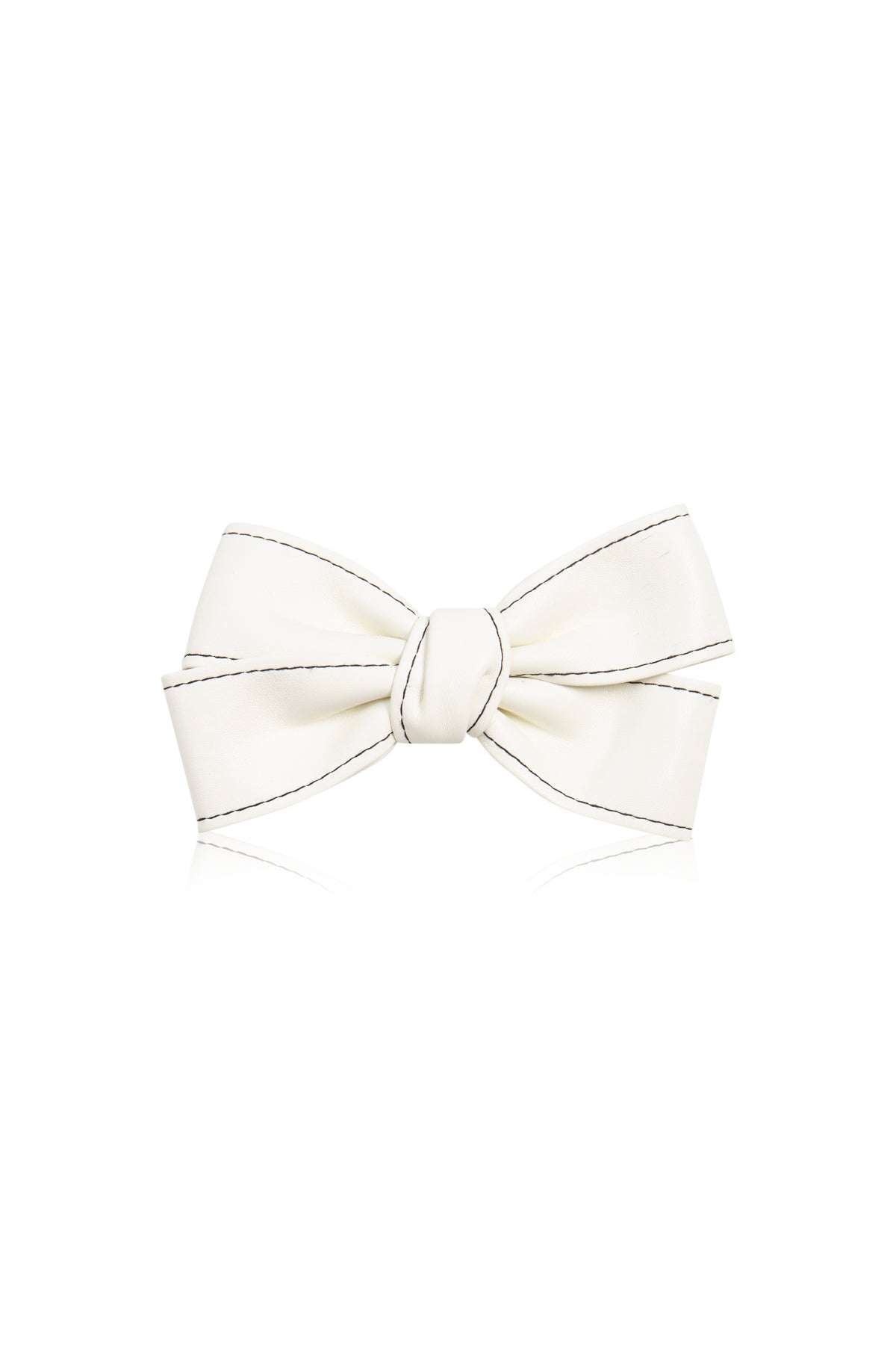 Cute Bow Hair Clip Pin for Women and Girls - Faux Leather Ivory