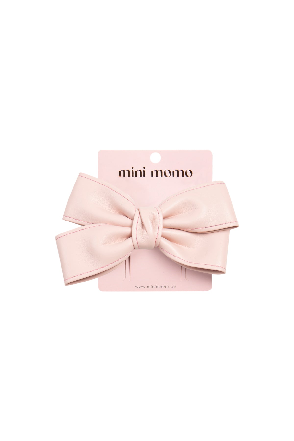 Cute Bow Hair Clip Pin for Women and Girls - Faux Leather Pink
