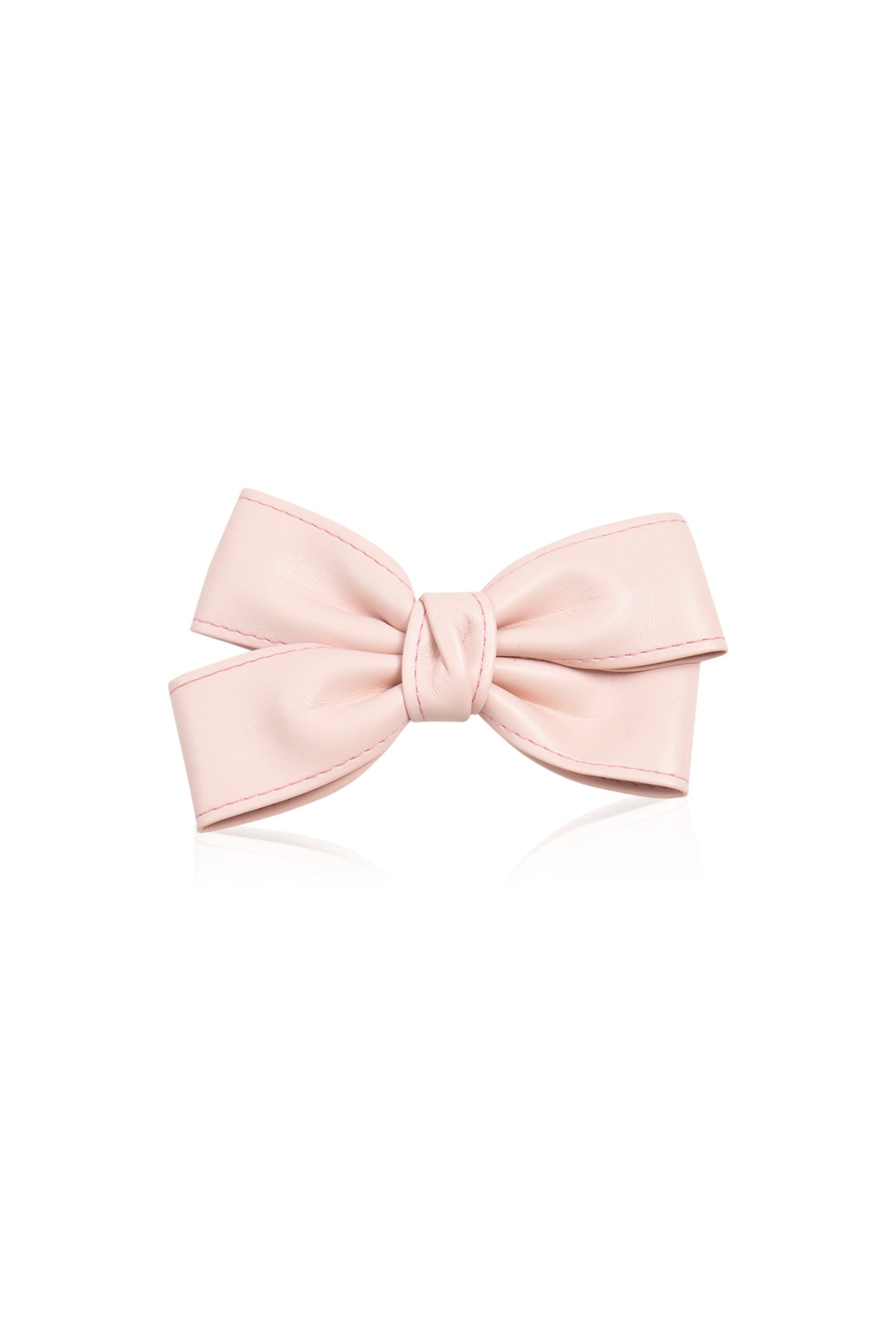 Cute Bow Hair Clip Pin for Women and Girls - Faux Leather Pink