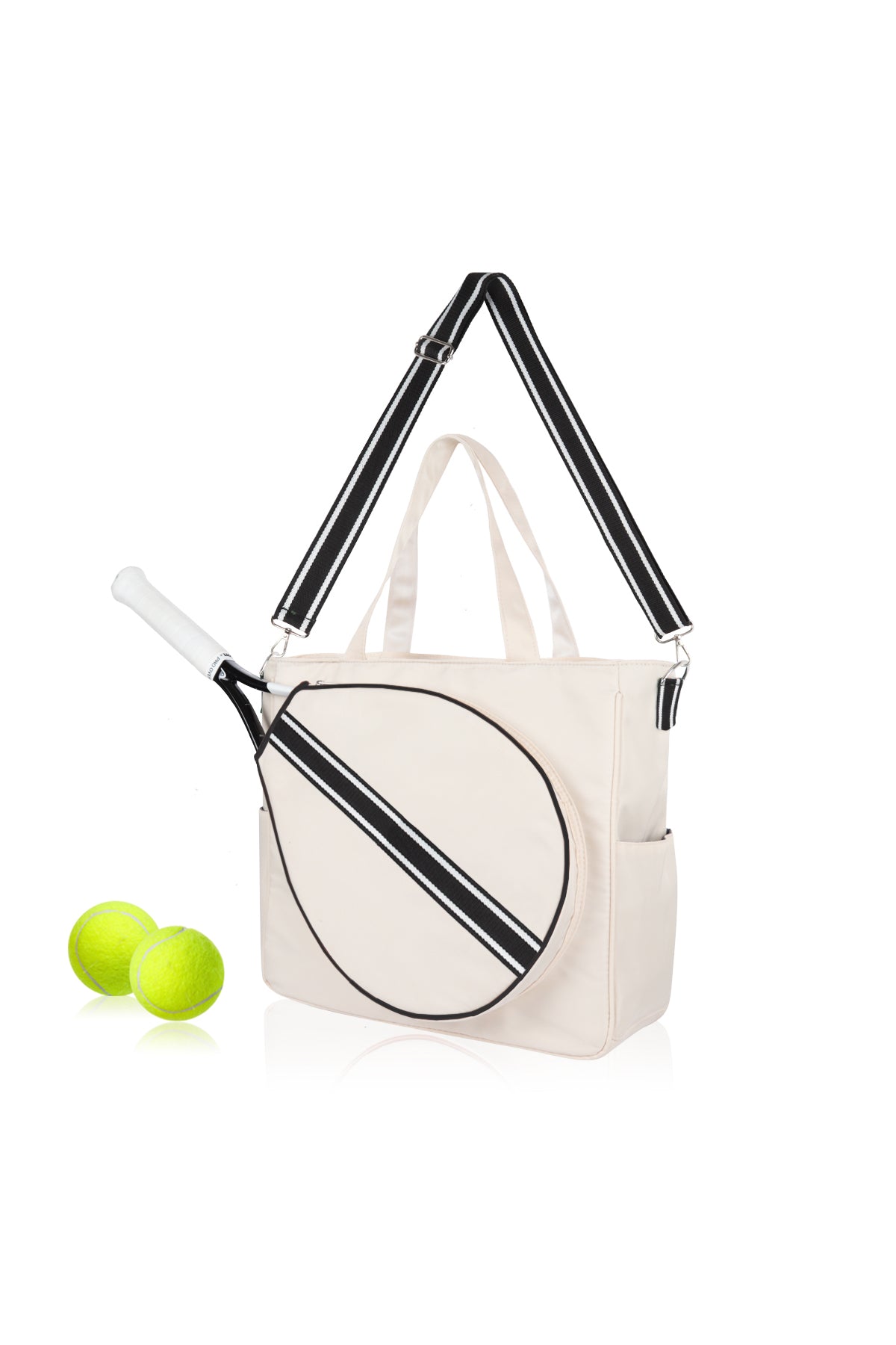 Tote Sport Gym Bag - Tennis Racquet Head Case for Women - Black White