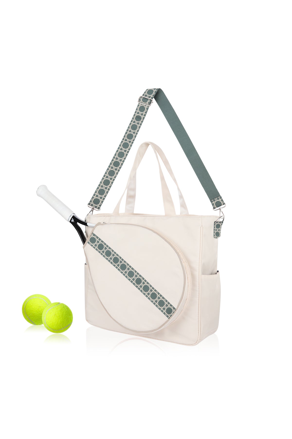 Tote Sport Gym Bag - Tennis Racquet Head Case for Women - Geometric Light Blue