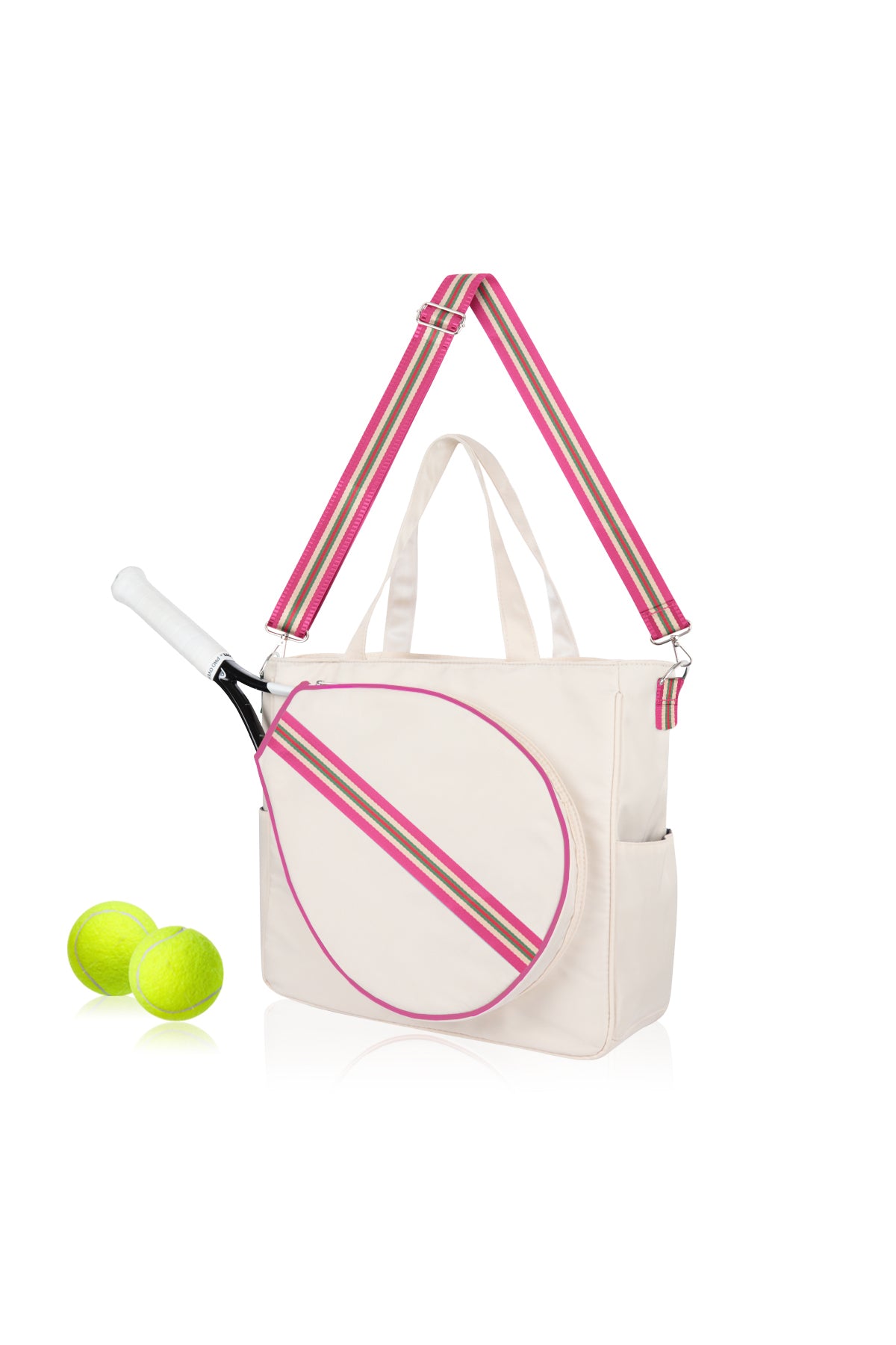 Tote Sport Gym Bag - Tennis Racquet Head Case for Women - Hot Pink Multi