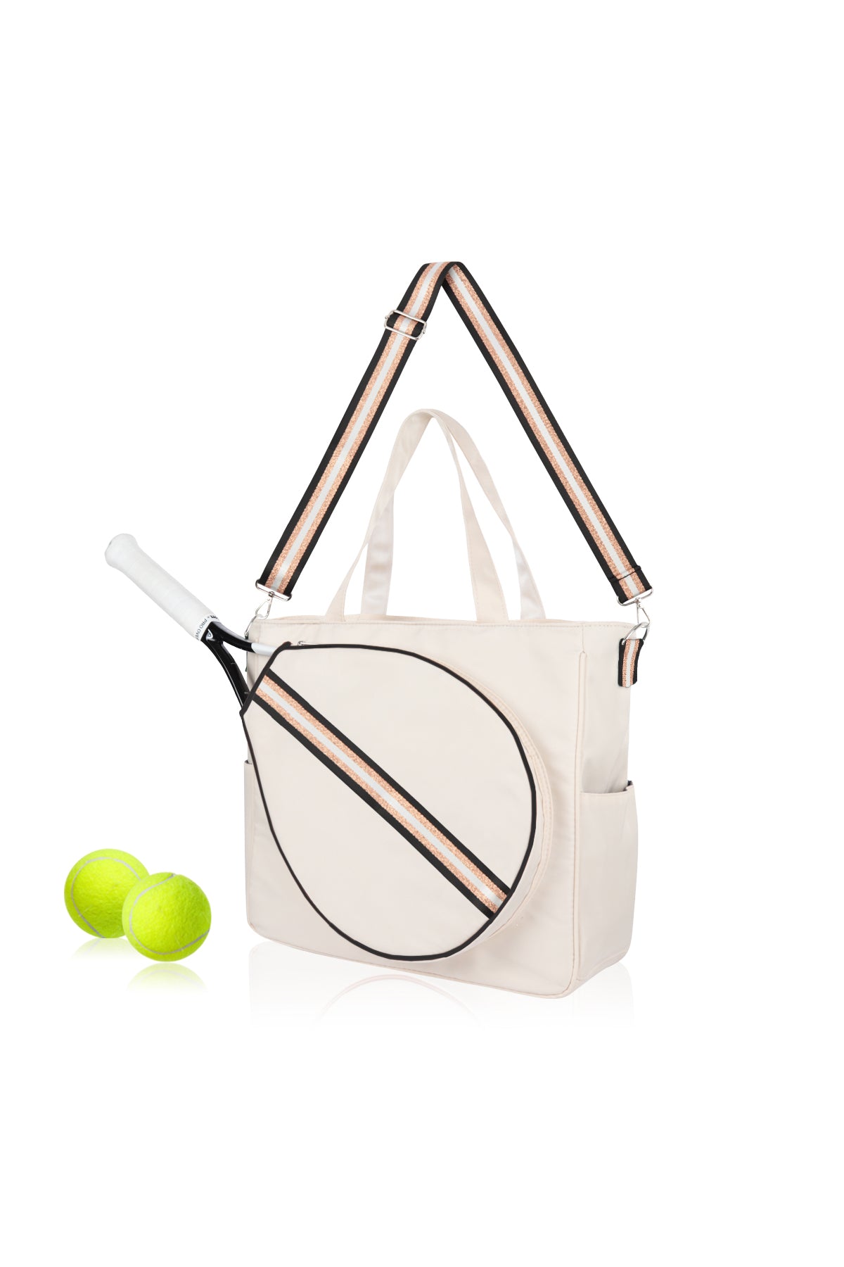 Tote Sport Gym Bag - Tennis Racquet Head Case for Women - Gold Black