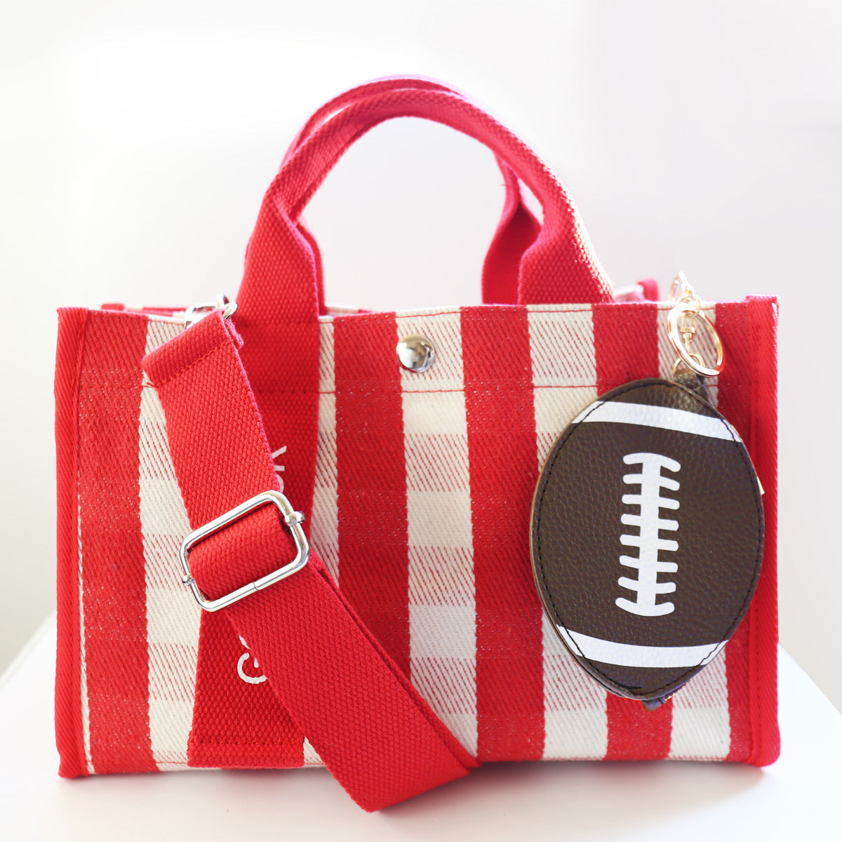 Football Key Chain Bag Charm - Sports Coin Purse Zip Pouch Cute Team Gift