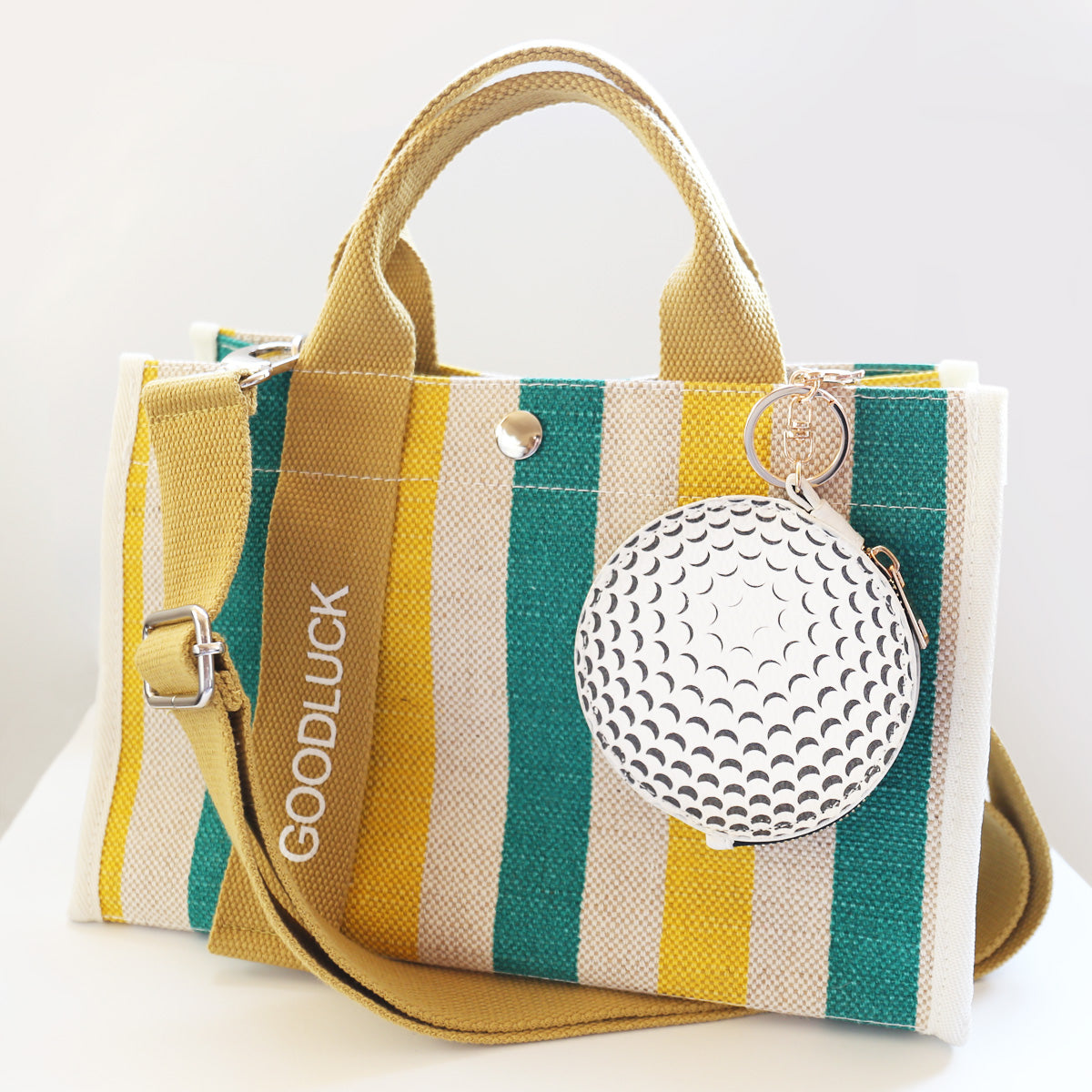 Golf ball Key Chain Bag Charm - Sports Coin Purse Zip Pouch Cute Team Gift