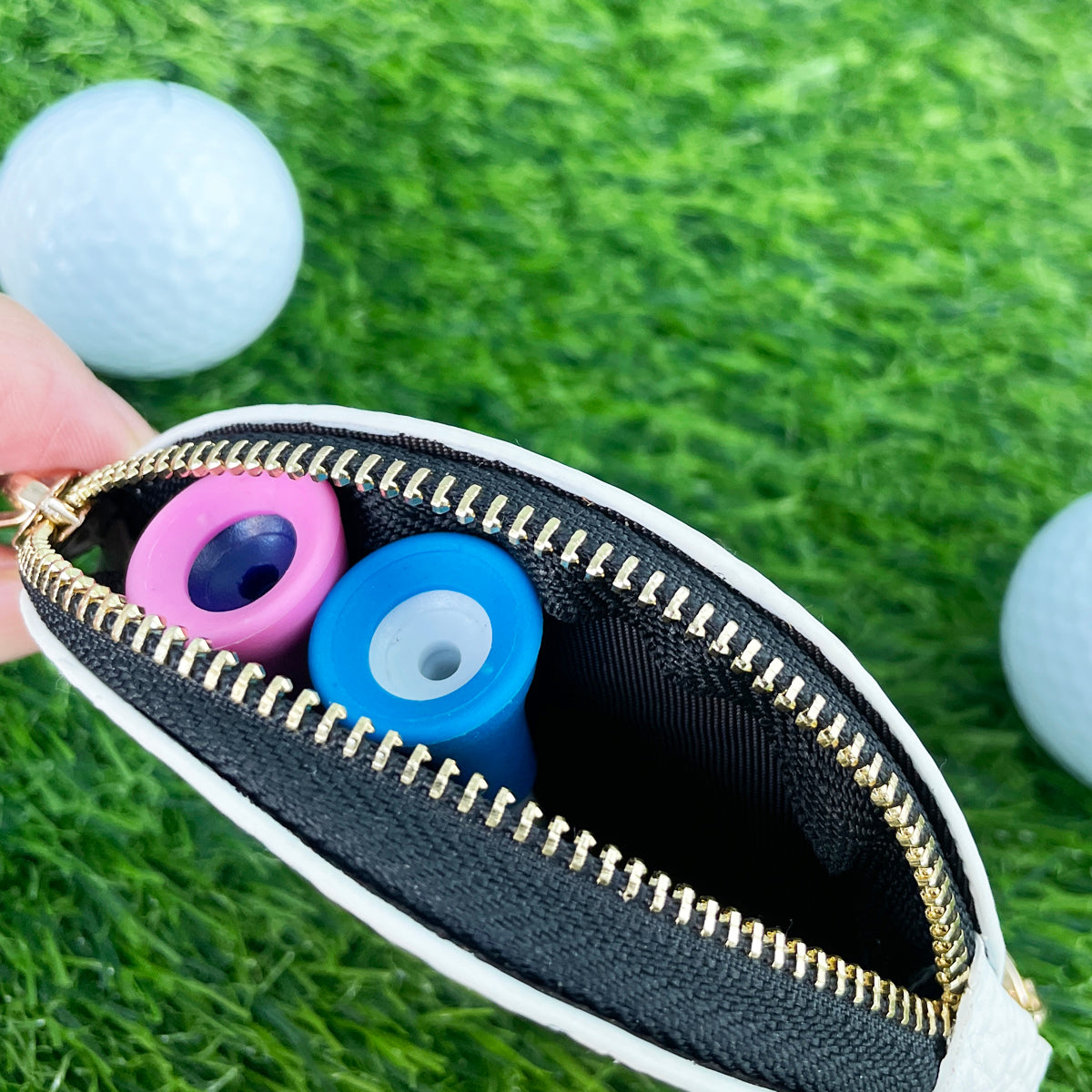 Golf ball Key Chain Bag Charm - Sports Coin Purse Zip Pouch Cute Team Gift