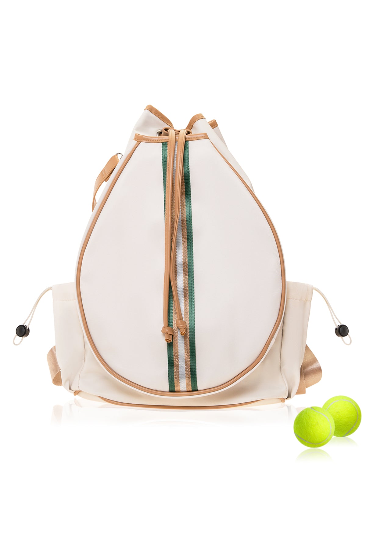Tennis Convertible Backpack - Beige/Gold Green
