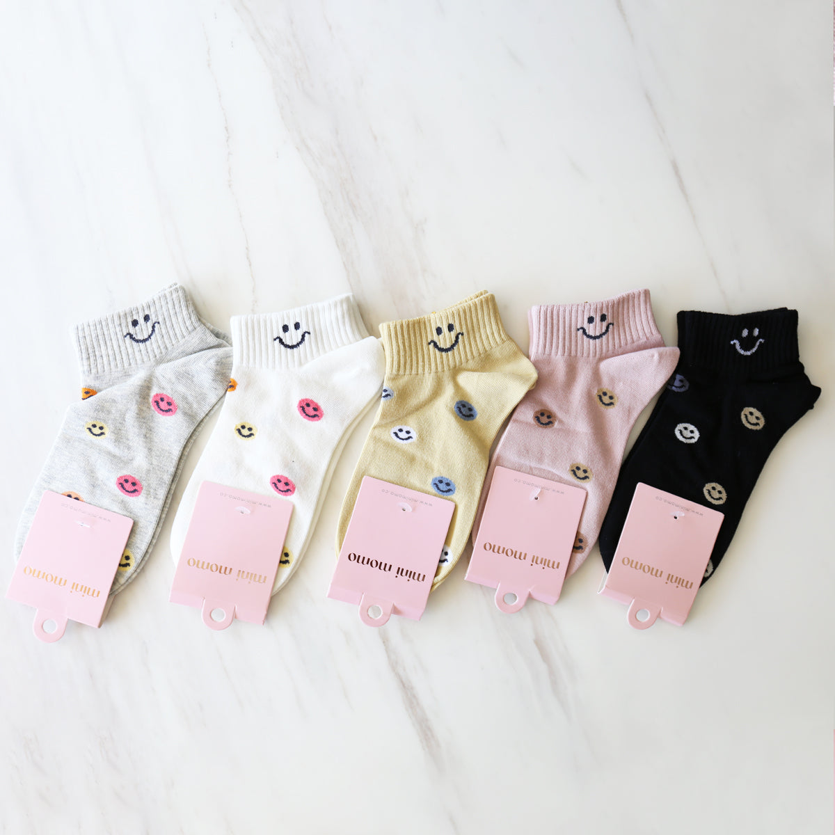 Cute Smiley Face Colorful Women's Ankle Socks Set