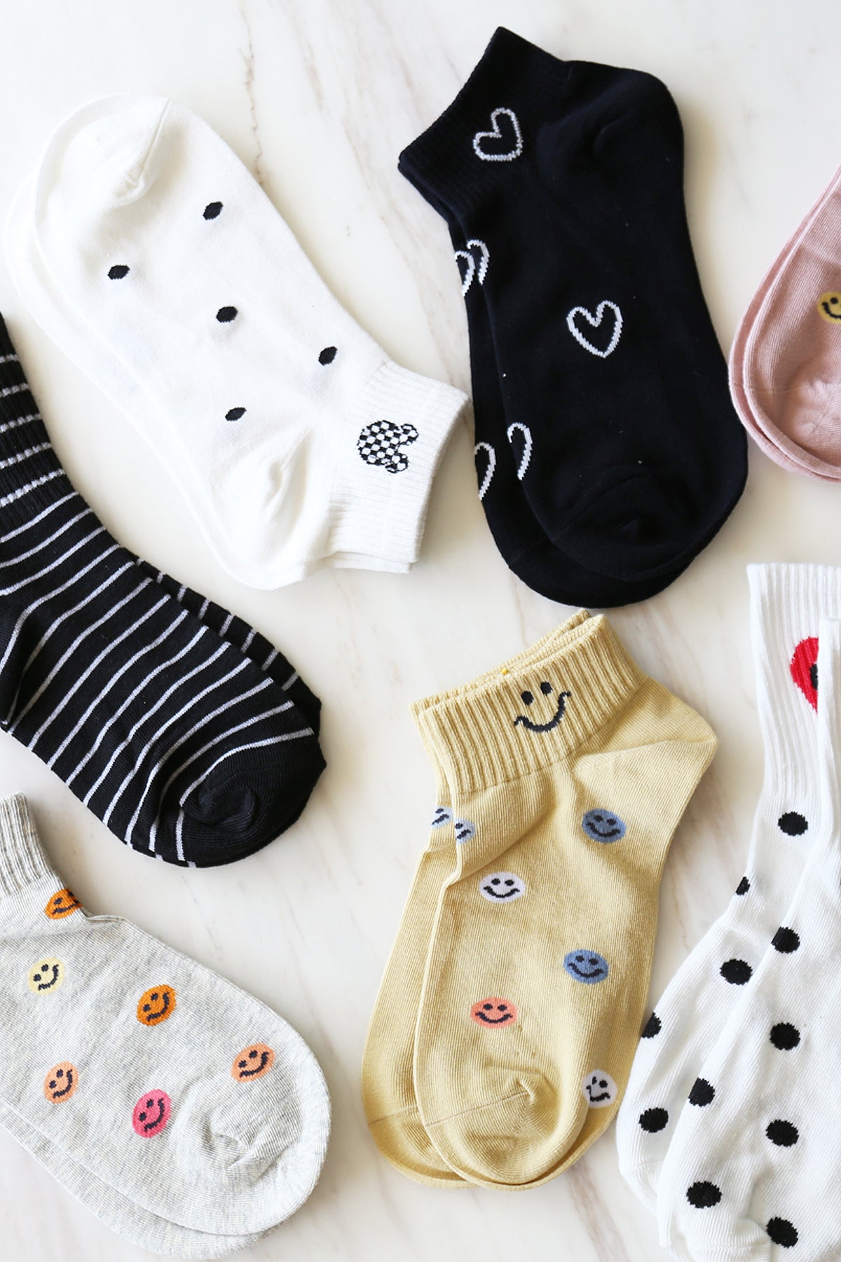 Cute Smiley Face Colorful Women's Ankle Socks Set