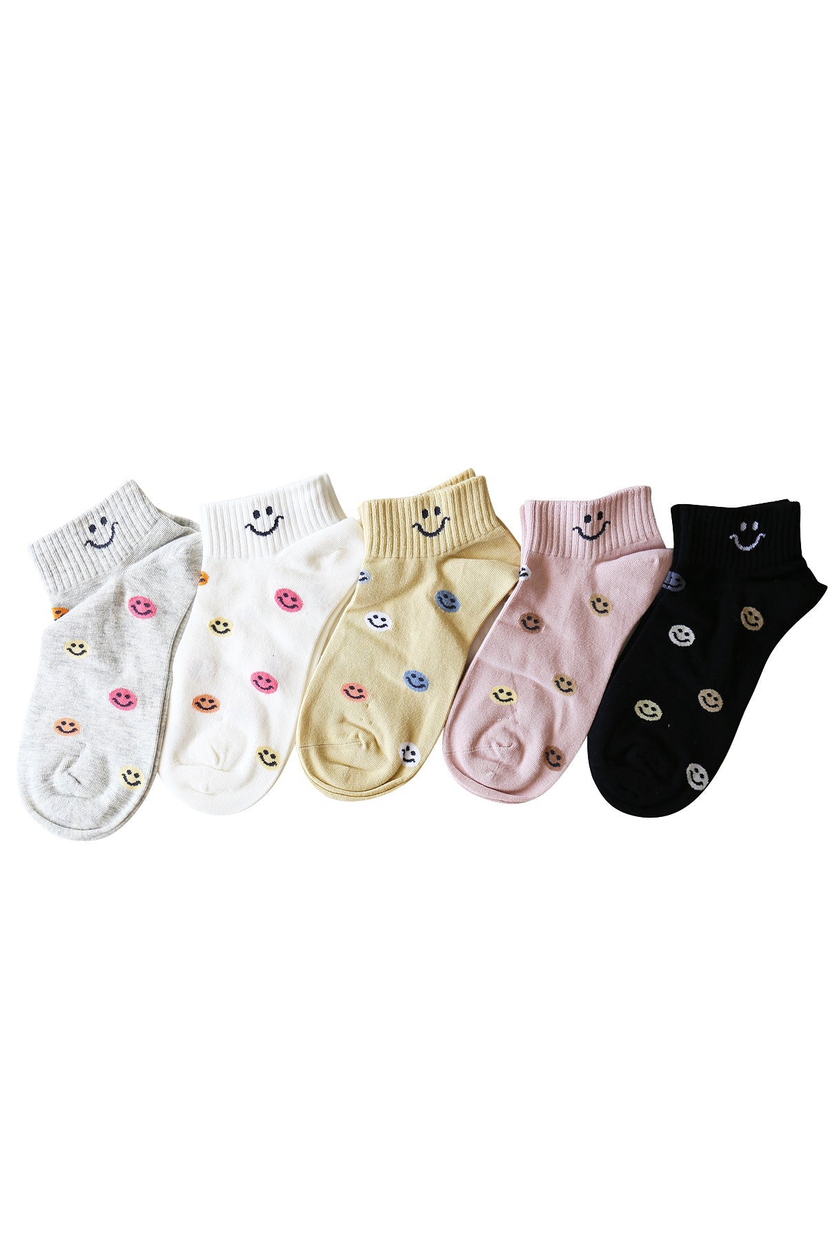 Cute Smiley Face Colorful Women's Ankle Socks Set