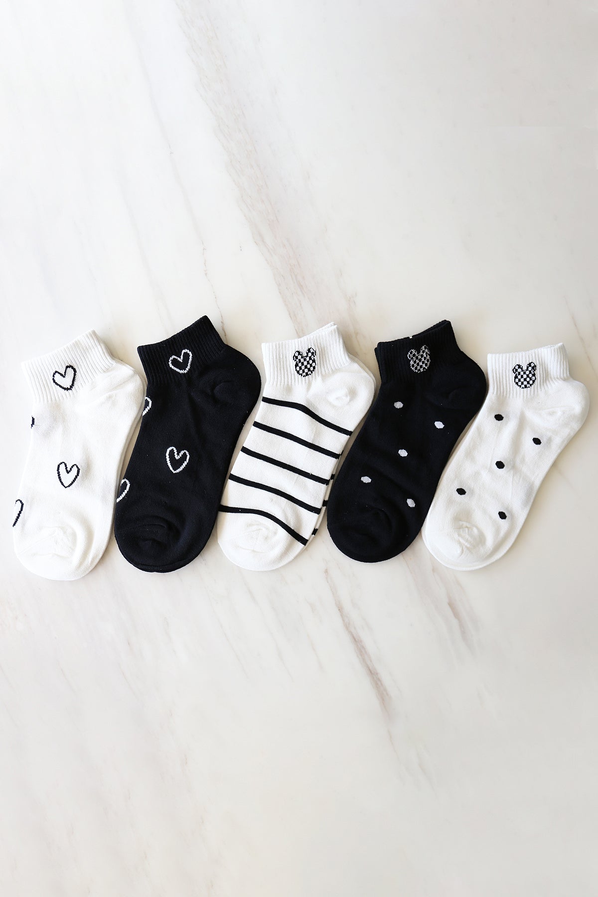 Cute Stripe & Heart Women's Classic Ankle Socks Set