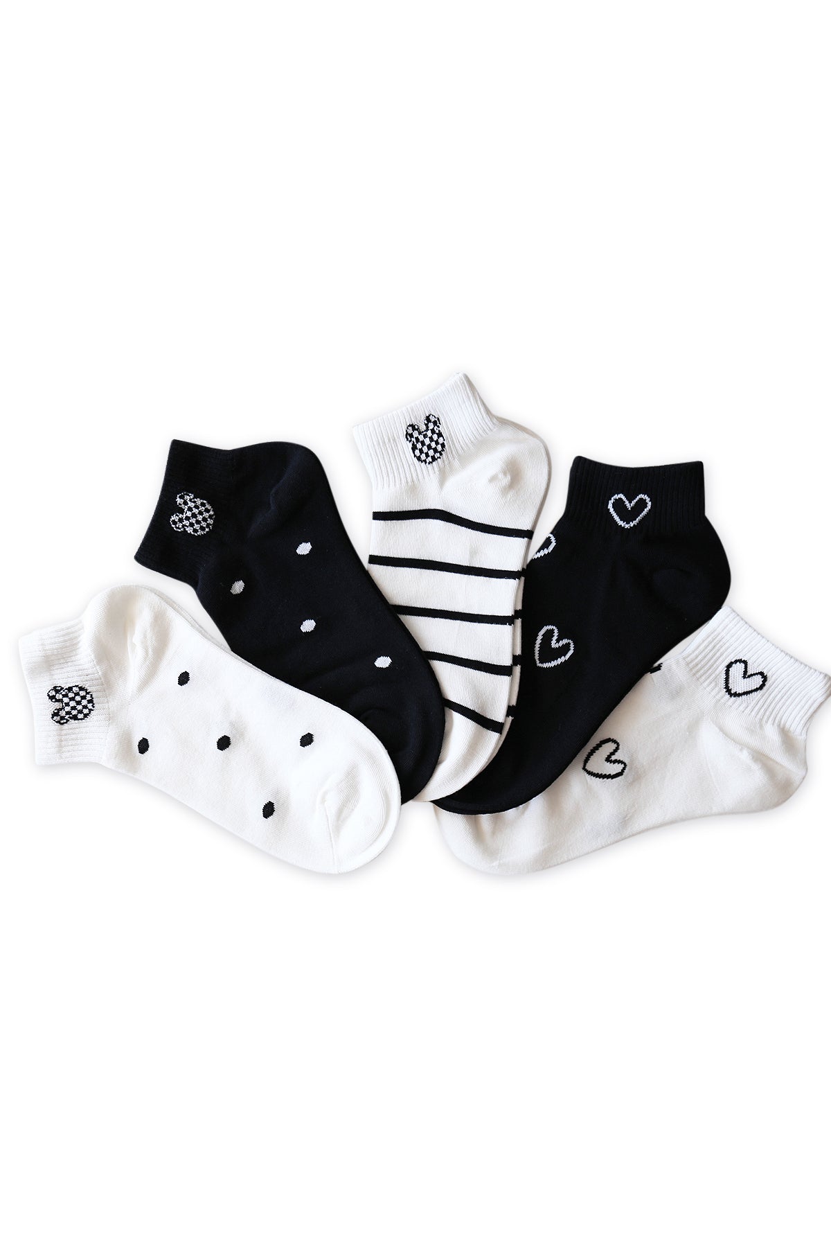 Cute Stripe & Heart Women's Classic Ankle Socks Set