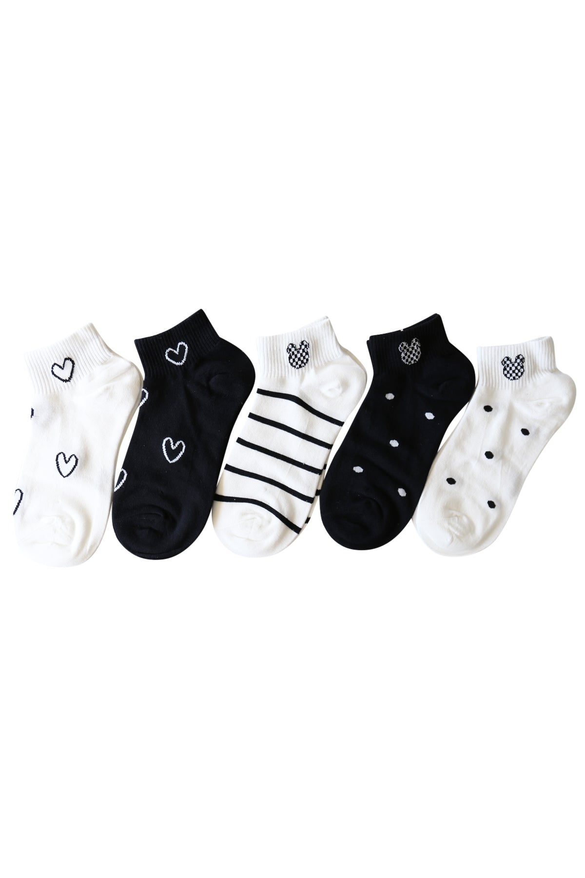 Cute Stripe & Heart Women's Classic Ankle Socks Set