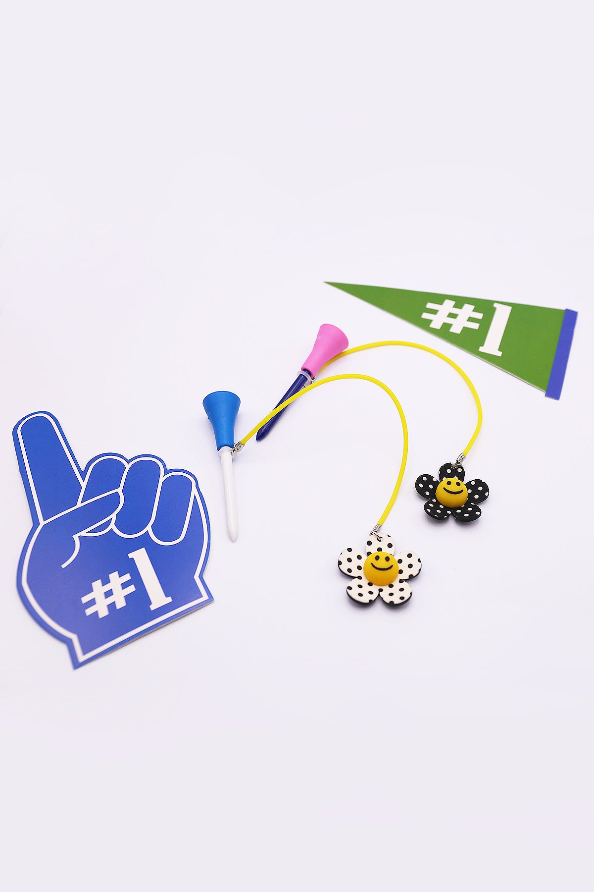 Golf Tees Hanger Accessories Smile Flower - Polkadot White