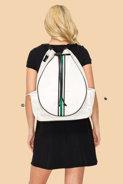 Tennis Convertible Backpack - Beige/Green Stripe
