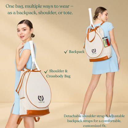 Tennis Convertible Backpack - Canvas/Brown