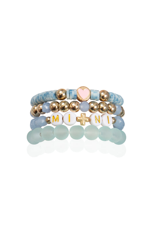 Mommy and Me Bracelets - Beaded Stackable Bracelet for Kids - Blue