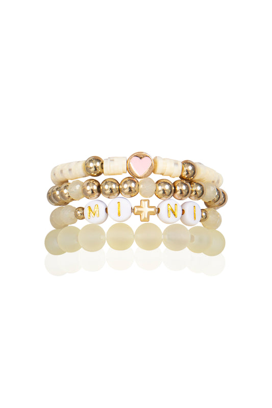 Mommy and Me Bracelets - Beaded Stackable Bracelet for Kids - Ivory