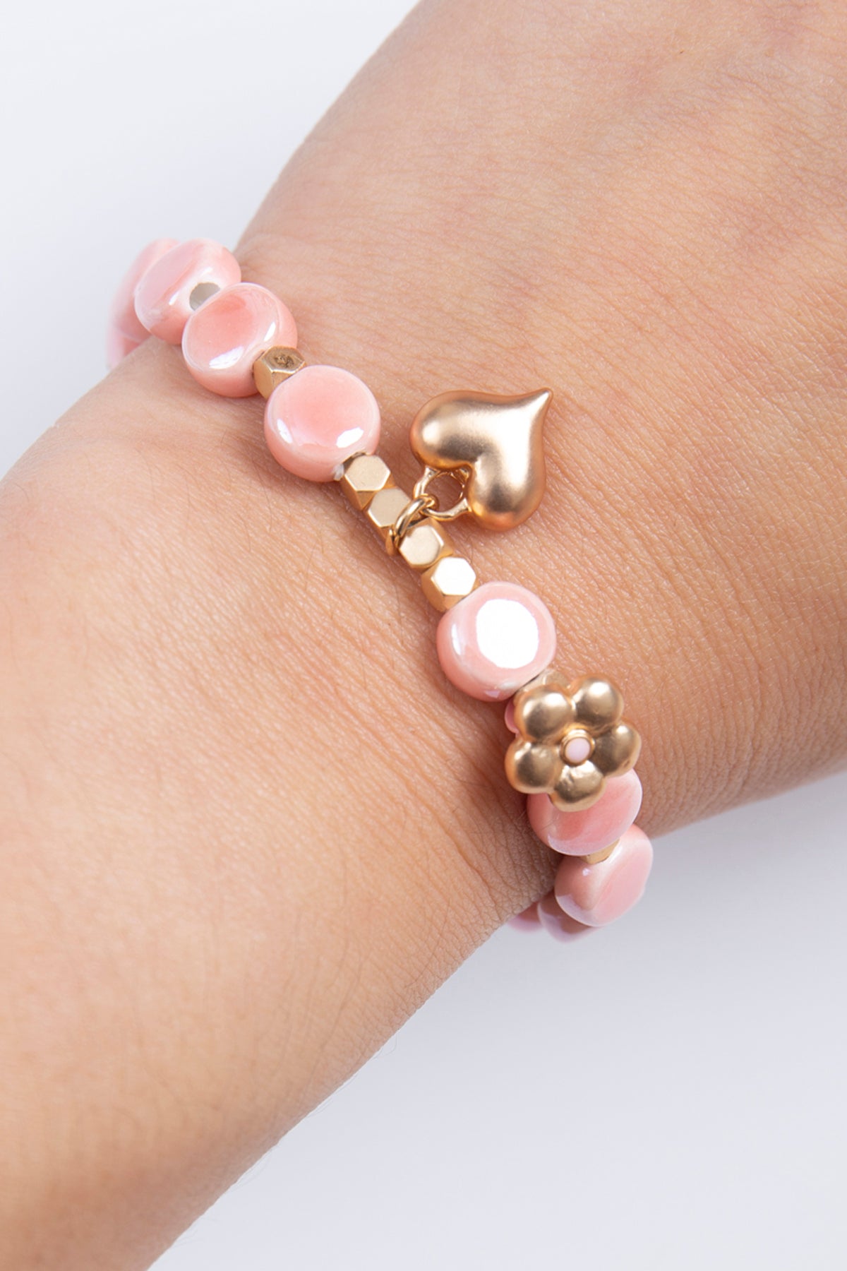 Mommy and Me Matching Bracelets - Stretch Charm Bracelet - Heart Pink