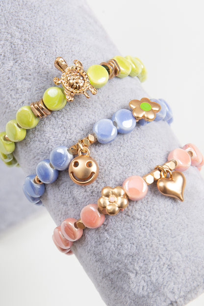 Mommy and Me Matching Bracelets - Stretch Charm Bracelet - Heart Pink