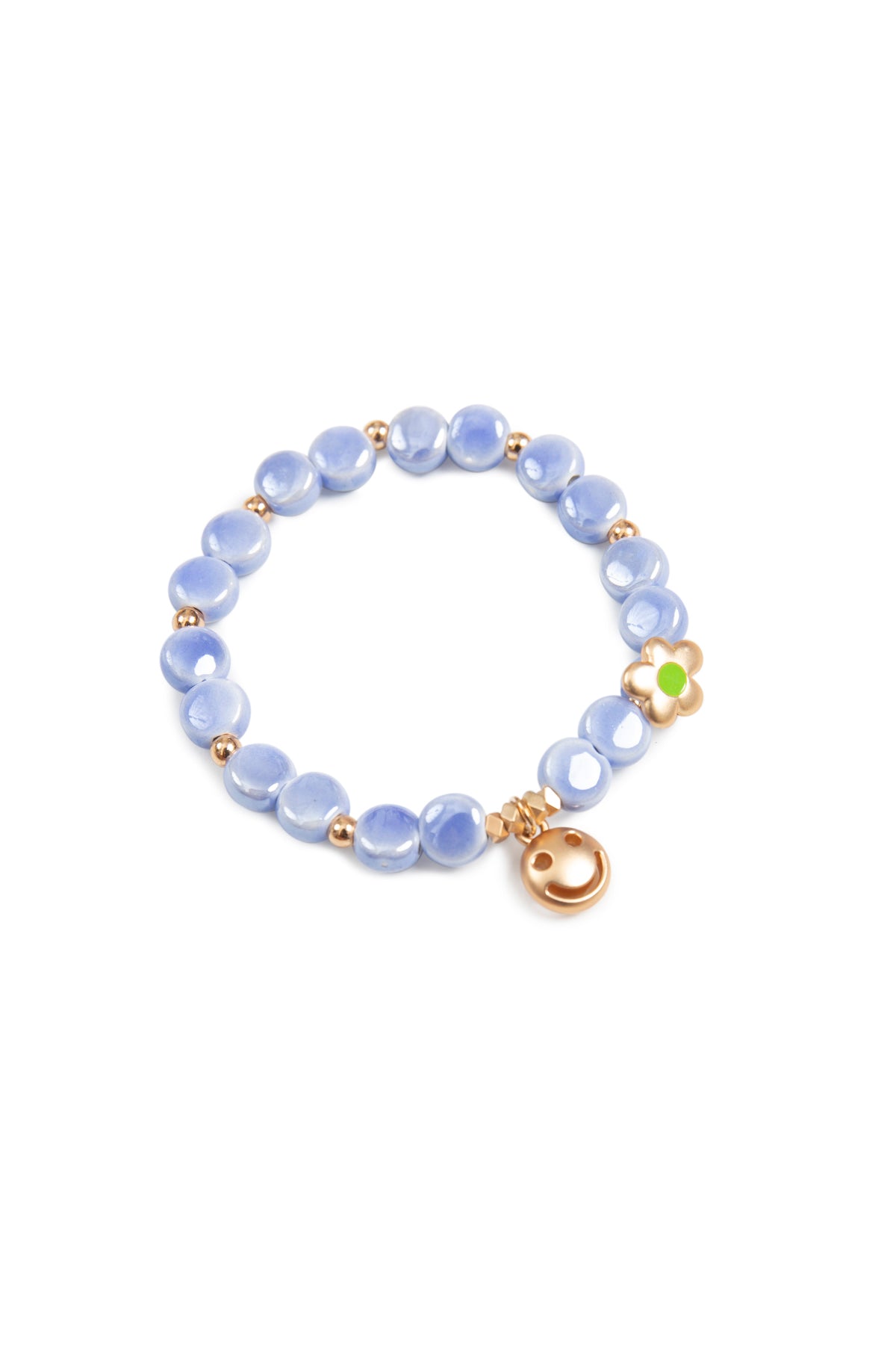 Mommy and Me Matching Bracelets - Stretch Charm Bracelet - Smile Light Blue