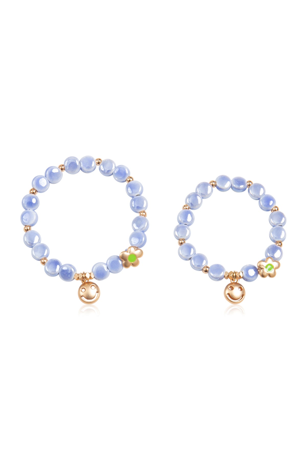 Mommy and Me Matching Bracelets - Stretch Charm Bracelet - Smile Light Blue